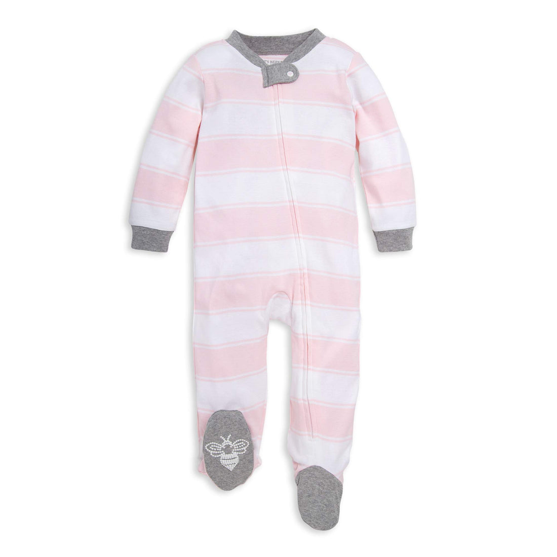Burt's Bees Baby Organic Cotton Sleep and Play Footed Pajamas for Girls, Zipper PJ Newborn Sleeper with Non-Slip Bee Grips