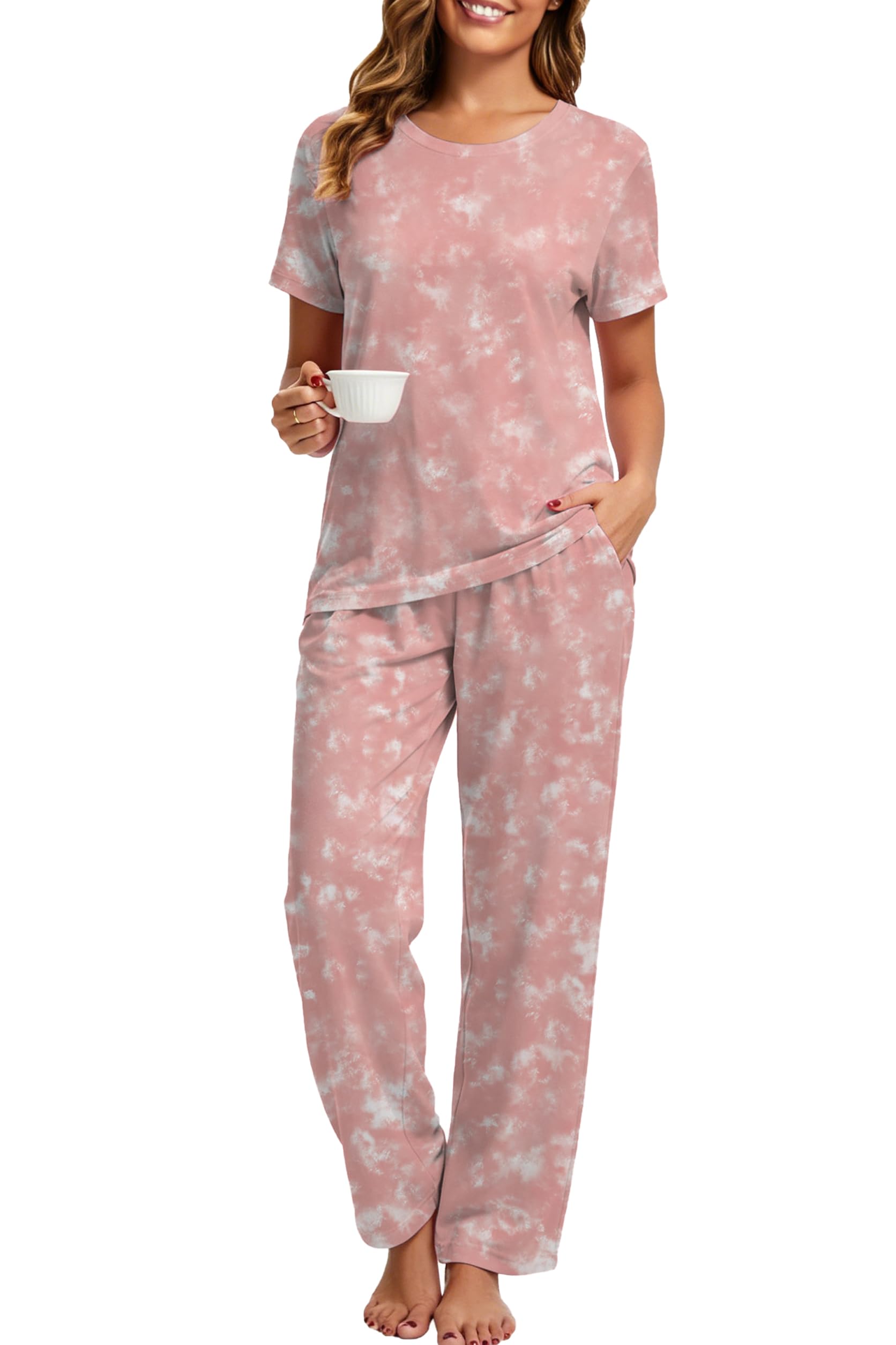2 Piece Pjs Set For Womens Pajamas Lounge Set Long Sleeve Joggers Pants Sleepwear with Pockets WEBE CLOTHING