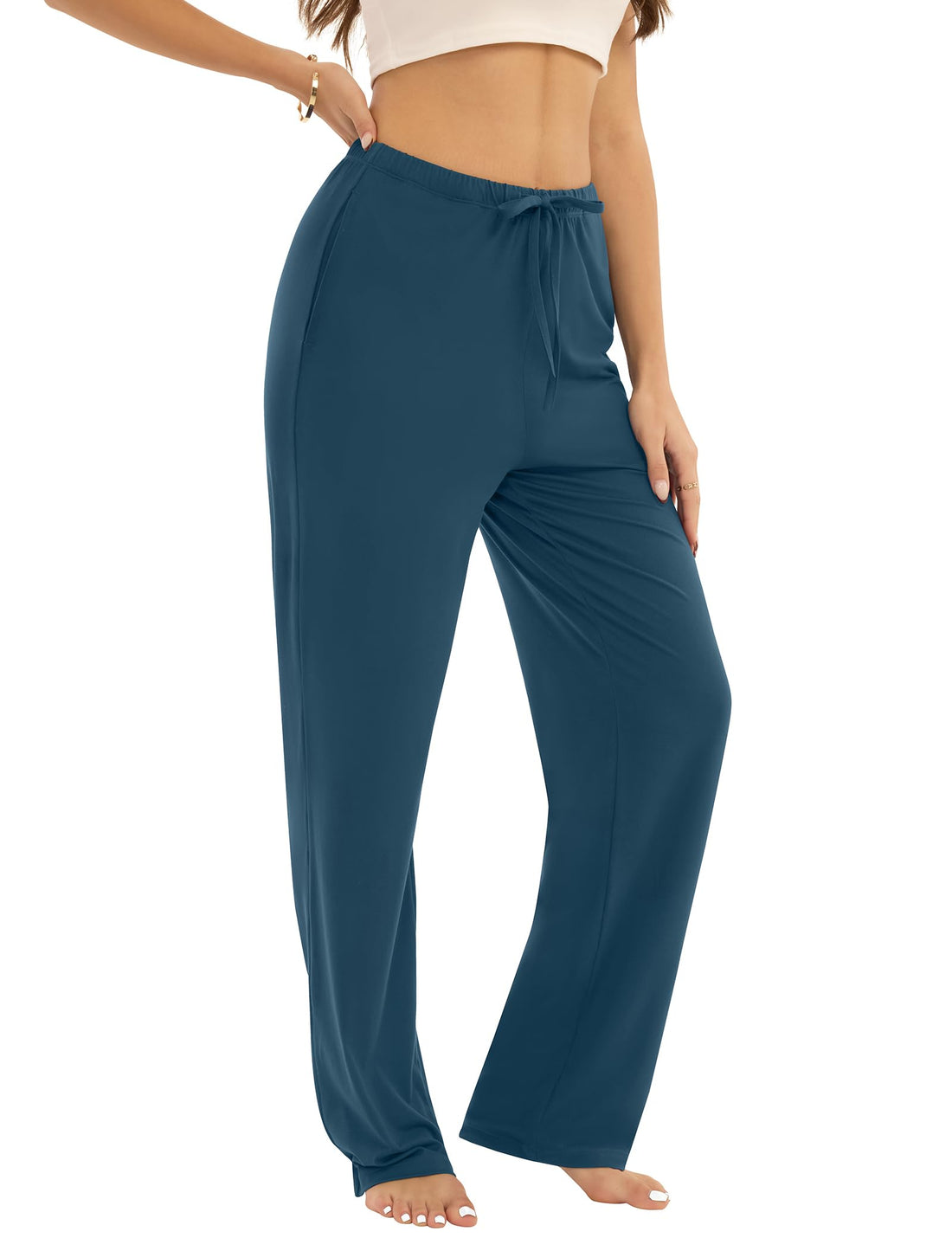 3-Pack Womens Pajama Pants with Drawstring, Soft Sleep & Lounge Pants