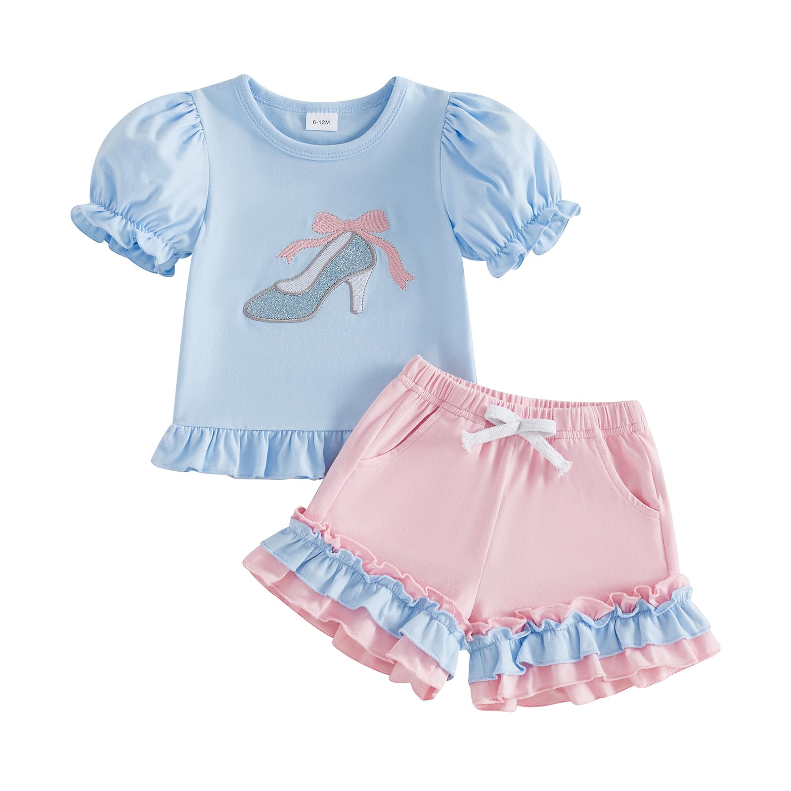 Toddler Baby Girl Summer Clothes T-Shirt Shorts Set Cute Outfits | Toddler Baby Girl Summer Clothes Short Sleeves T-Shirt Tops and Ruffled Shorts Set Cute Summer Outfits 2Pcs WEBE CLOTHING