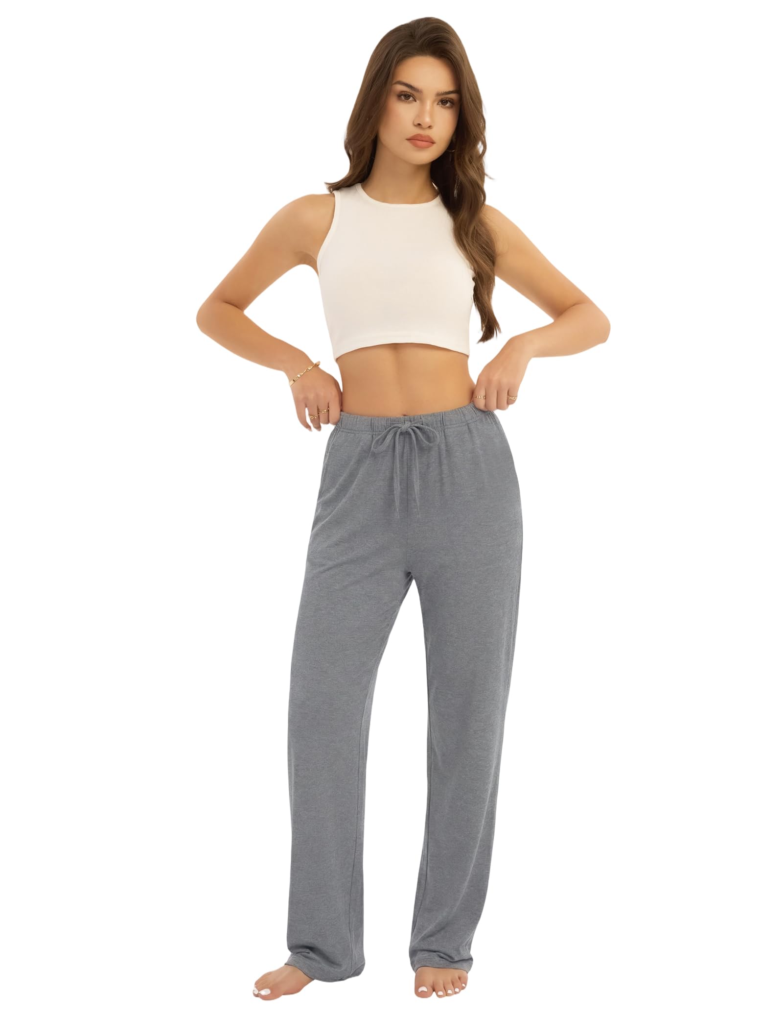 3-Pack Womens Pajama Pants with Drawstring, Soft Sleep & Lounge Pants