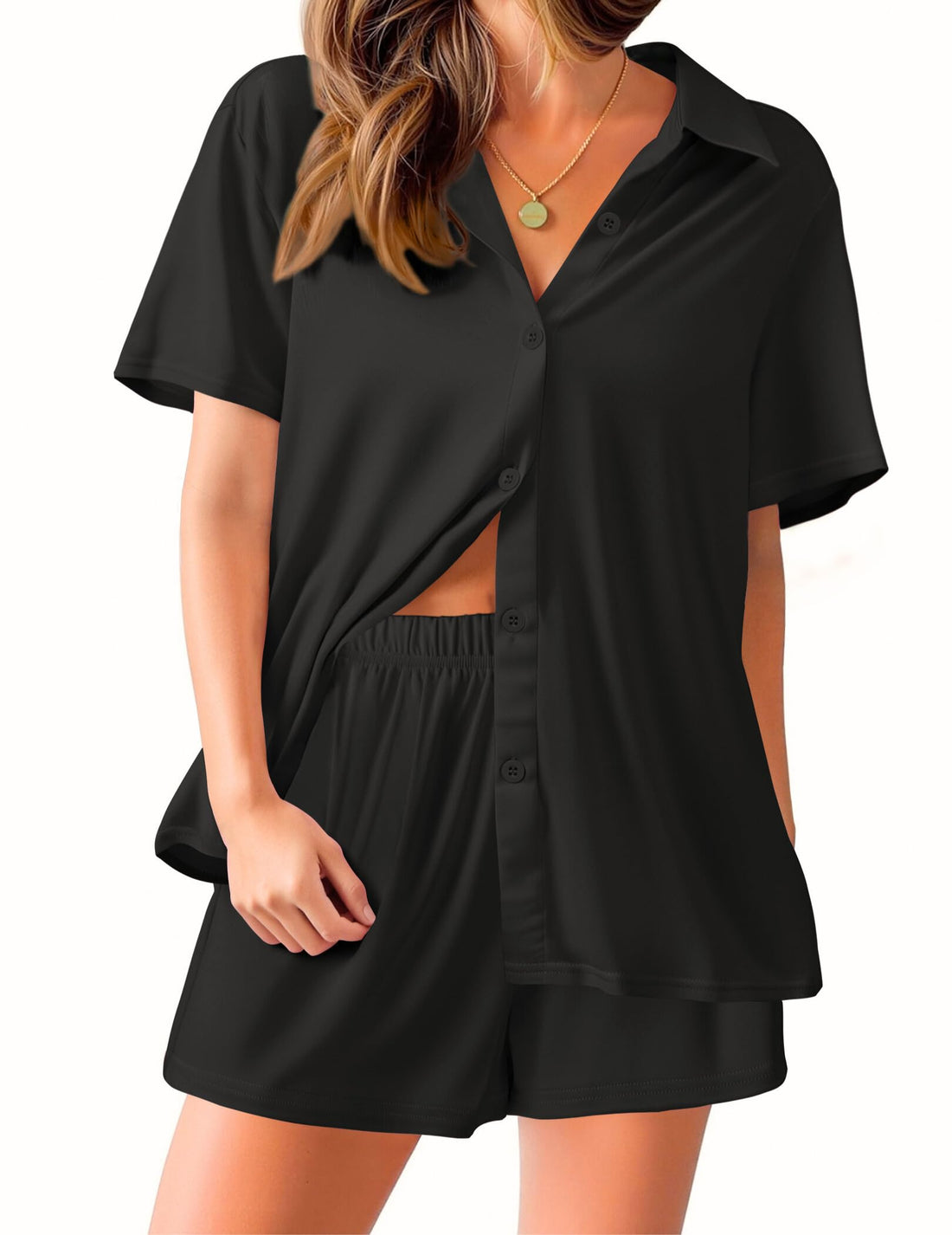 Ekouaer Pajama for Women Set Short Sleeve Button Down Pajamas Sets Soft Lounge Sets for Women Sleepwear PJS WEBE CLOTHING