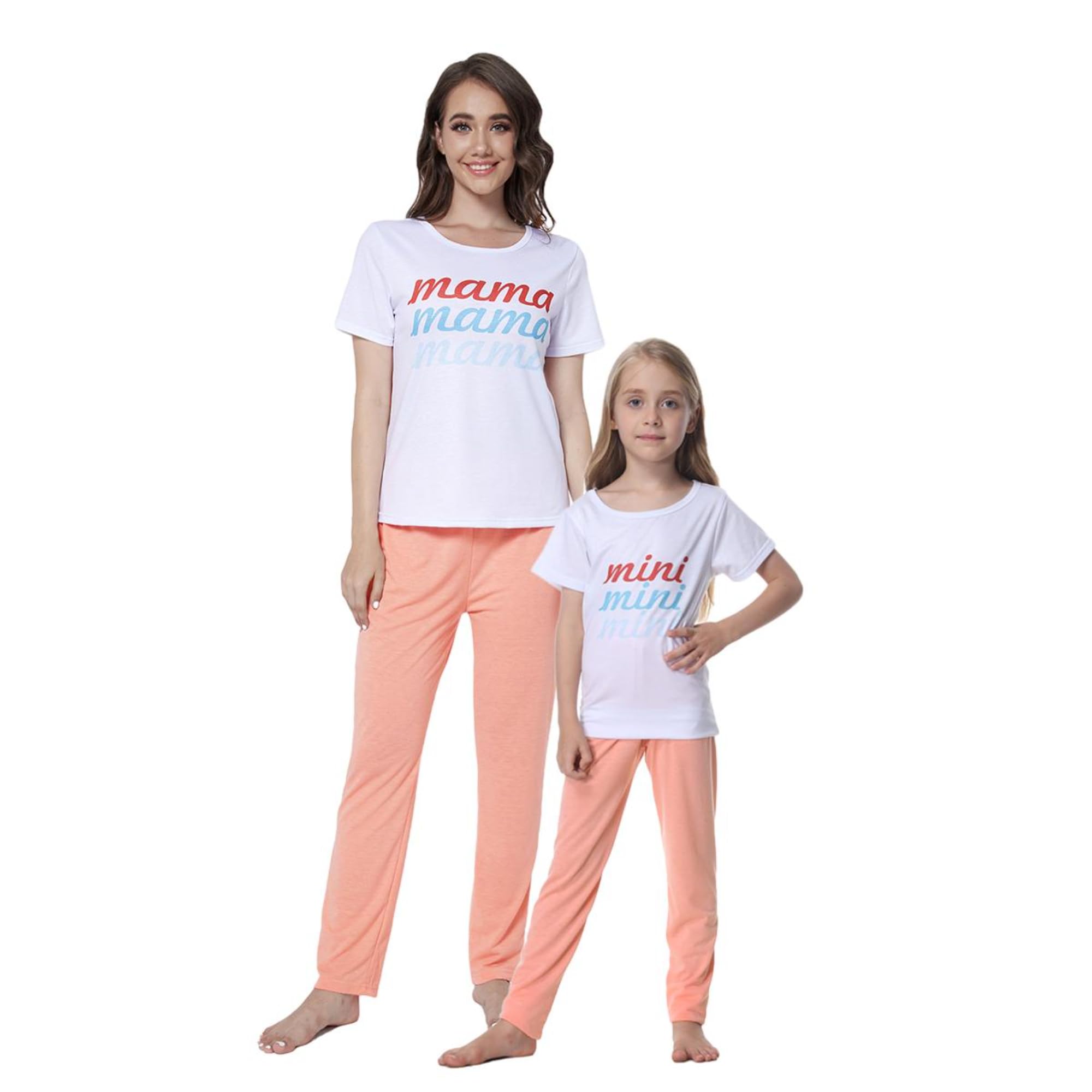 MyFav Mommy and Me Pajamas Heart Print Sleepwear Family Matching Short Sleeve Nightwear