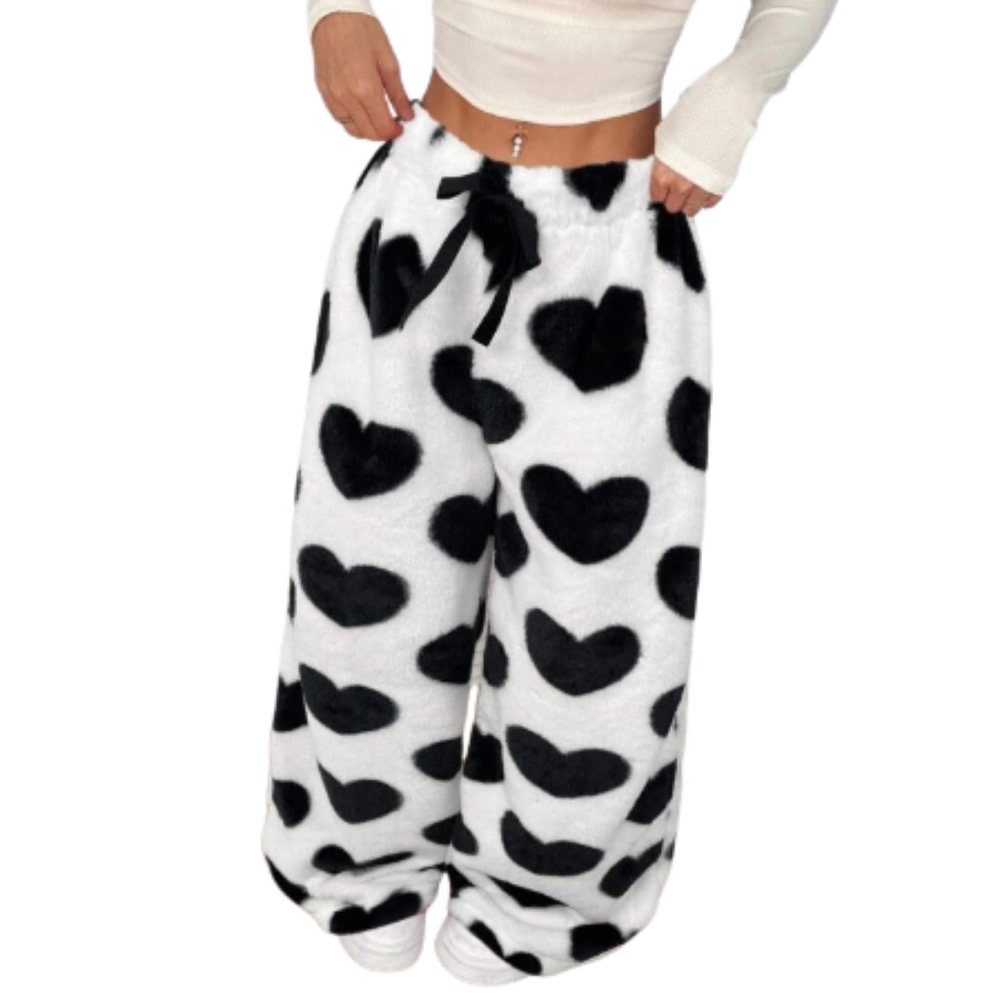 Leopard Pants Women Therian Fuzzy Pajama Pants Y2k Cheetah Pants Grunge High Waisted Fluffy Pants