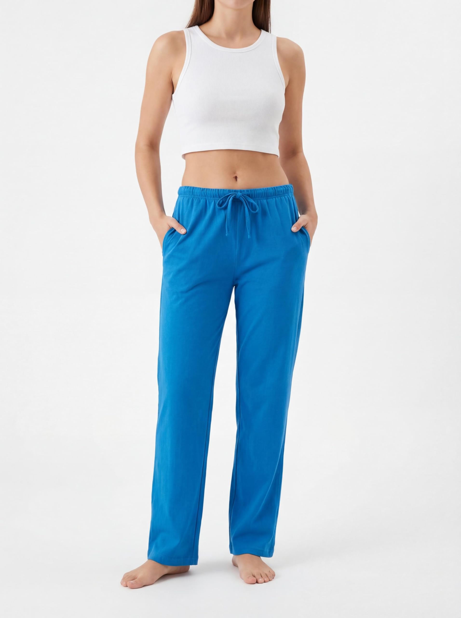 Andrew Scott Women's Cotton Blend Pajama Lounge Pants | Soft Knit Sleepwear with Pockets & Drawstring | Multi-Pack