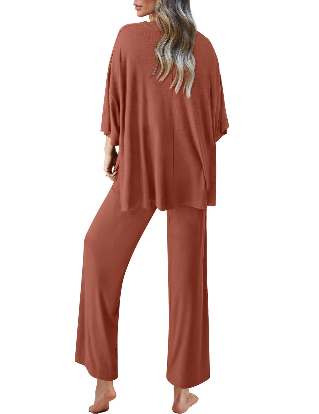Ekouaer Lounge Sets for Women Short Sleeve Tops and Long Pants Pajamas Set | Comfy V Neck Top and Loose Fit Pants, Fashion Oversized style, ideal for Home relaxation, Daily Wear & Maternity WEBE CLOTHING