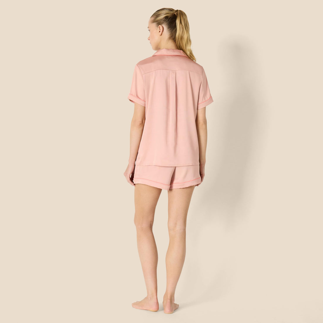 Amazon Essentials Women's Satin Short Sleeve Button-Down Top and Short Sleepwear Pajama Set