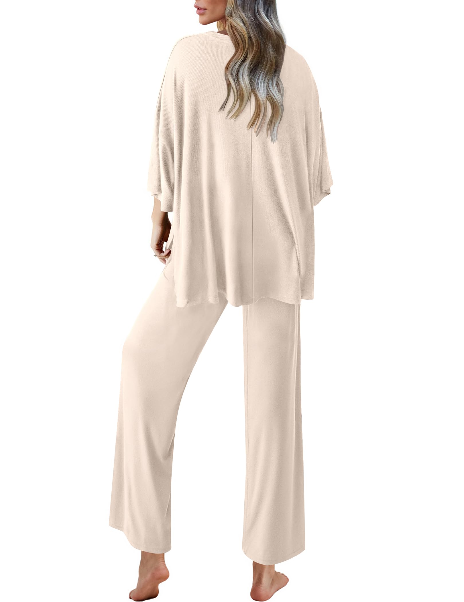 Ekouaer Lounge Sets for Women Short Sleeve Tops and Long Pants Pajamas Set | Comfy V Neck Top and Loose Fit Pants, Fashion Oversized style, ideal for Home relaxation, Daily Wear & Maternity WEBE CLOTHING
