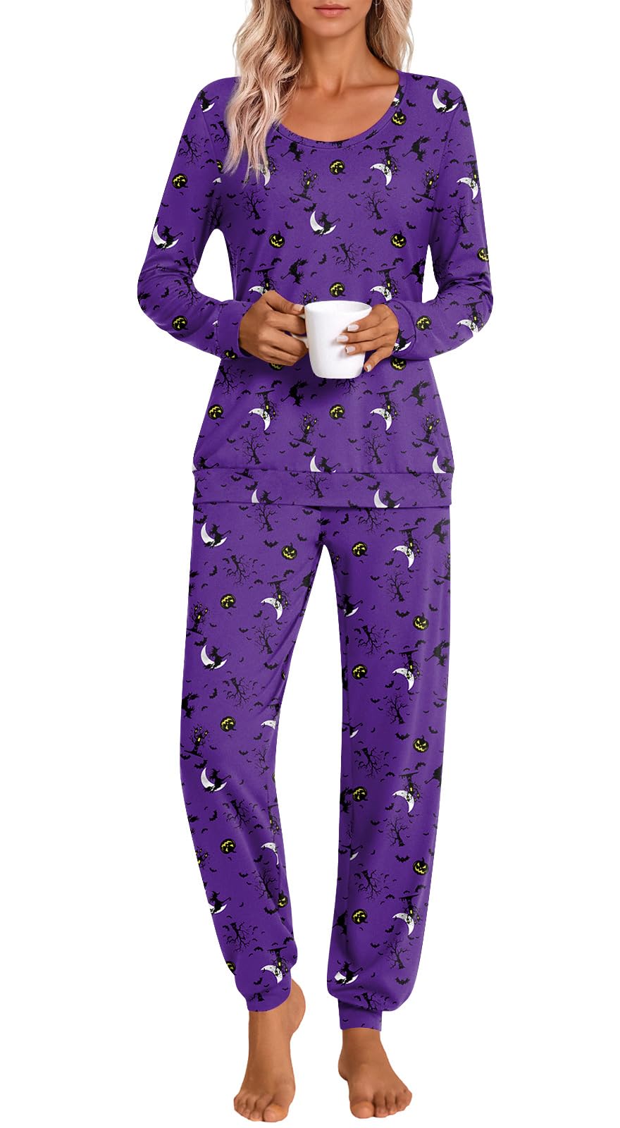 HOTGIFT Womens Pajamas Sets, 2 Piece Lounge Pjs Set Long Sleeve Long Pant Ladies Sleepwear with Pockets Soft