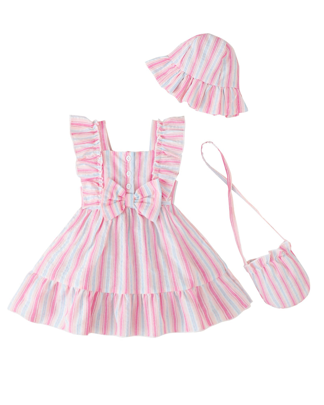 Renotemy Newborn Infant Baby Girl Dresses Summer Outfits Boho Casual Sundress Gifts Toddler Clothes for Girl with Hat and Bag WEBE CLOTHING