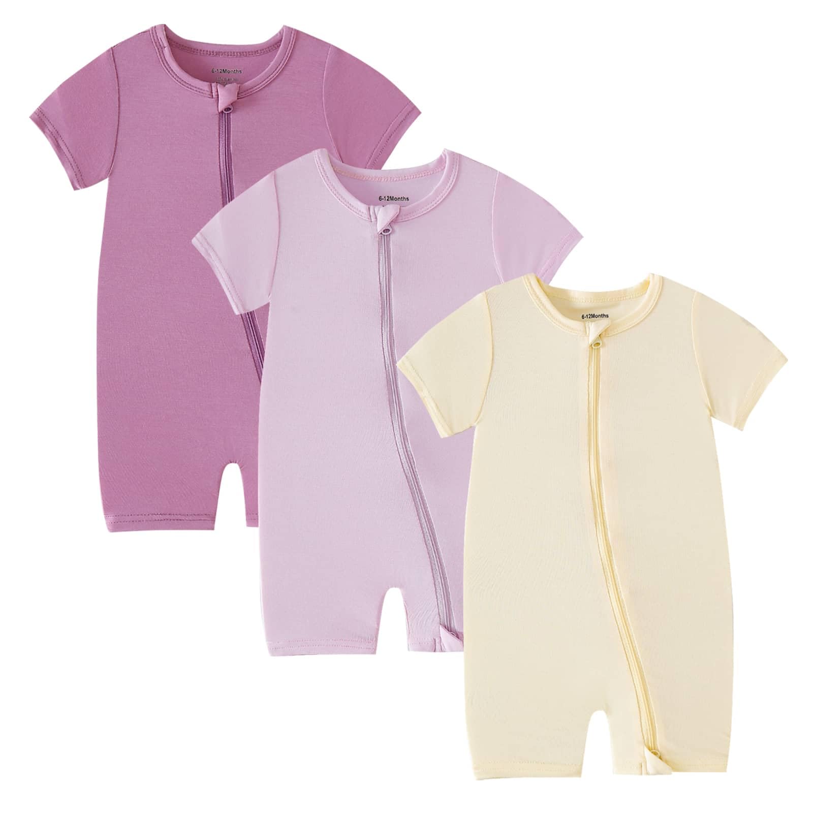 OPAWO Bamboo Baby Pajamas 3 Pack, Double Zipper Bamboo Sleepers for Baby Boy Girl Romper, Toddler Summer Clothes Outfit 0-24M WEBE CLOTHING