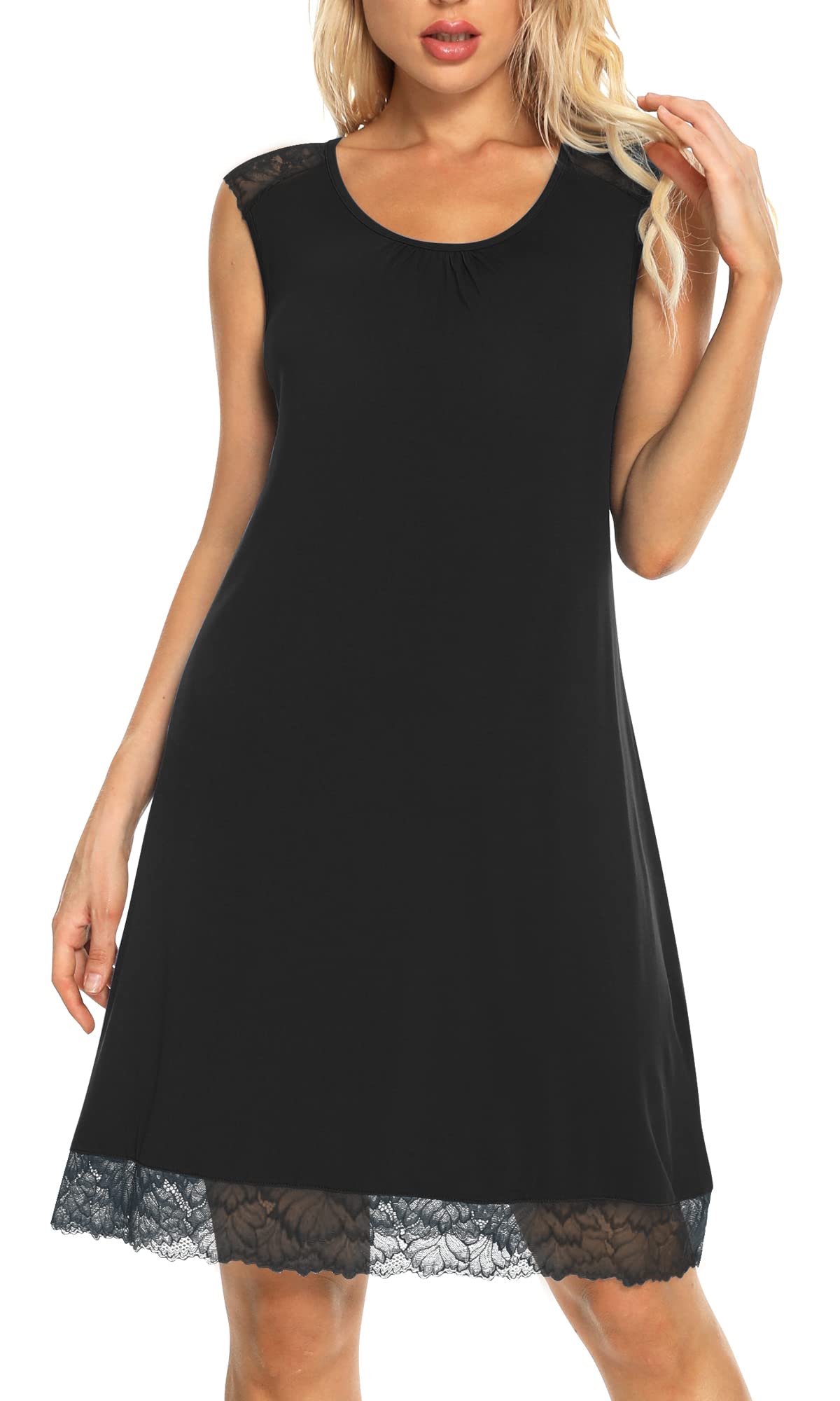 WiWi Tank Nightgown for Women Soft Comfy Sleeveless Sleep Gowns Viscose from Bamboo Cooling Sleepwear S-XXL WEBE CLOTHING