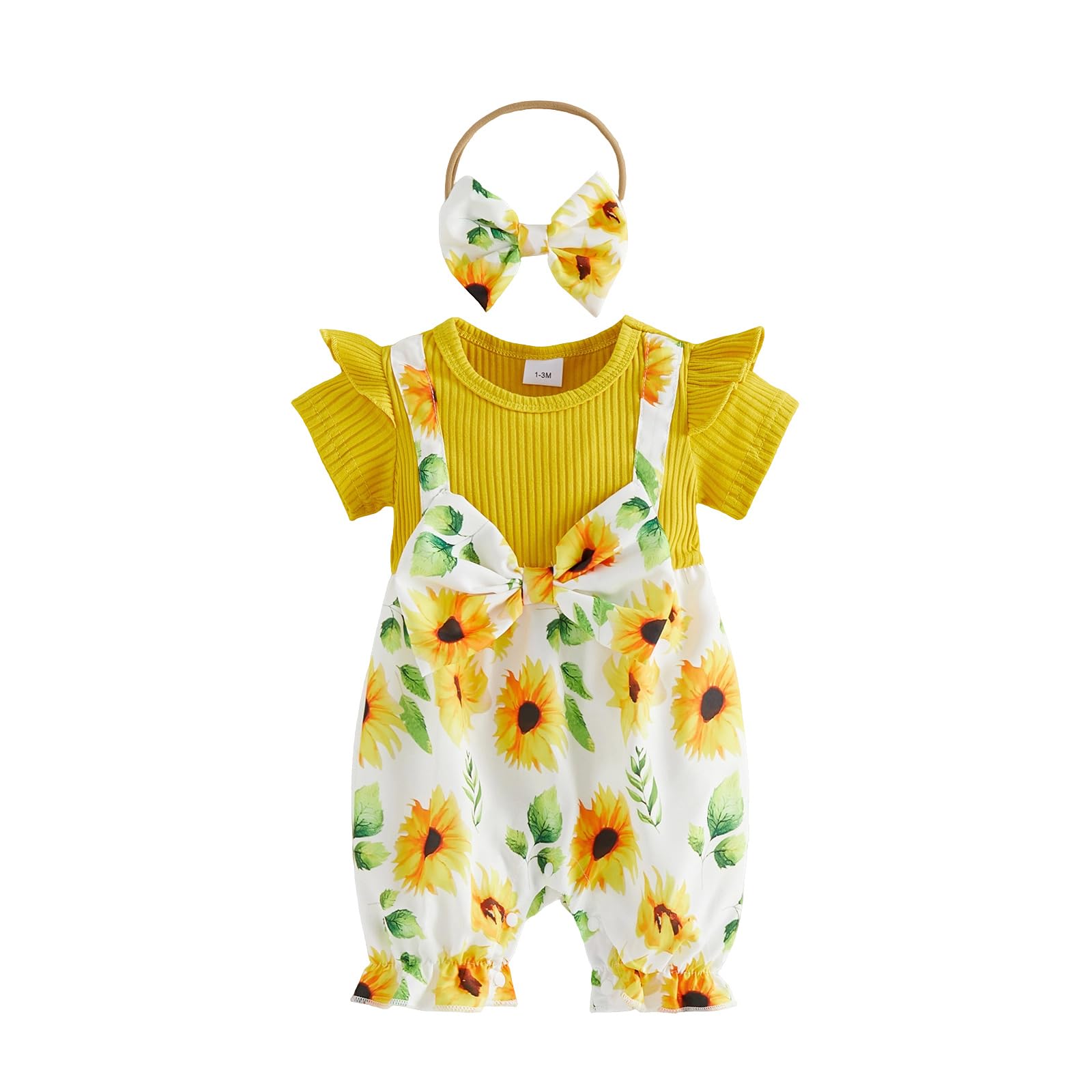 YINGISFITM Newborn Baby Girl Summer Clothes Short Sleeve Bubble Romper Bow Shorts Jumpsuit Infant Outfit 0 3 6 9 12 18 Months WEBE CLOTHING