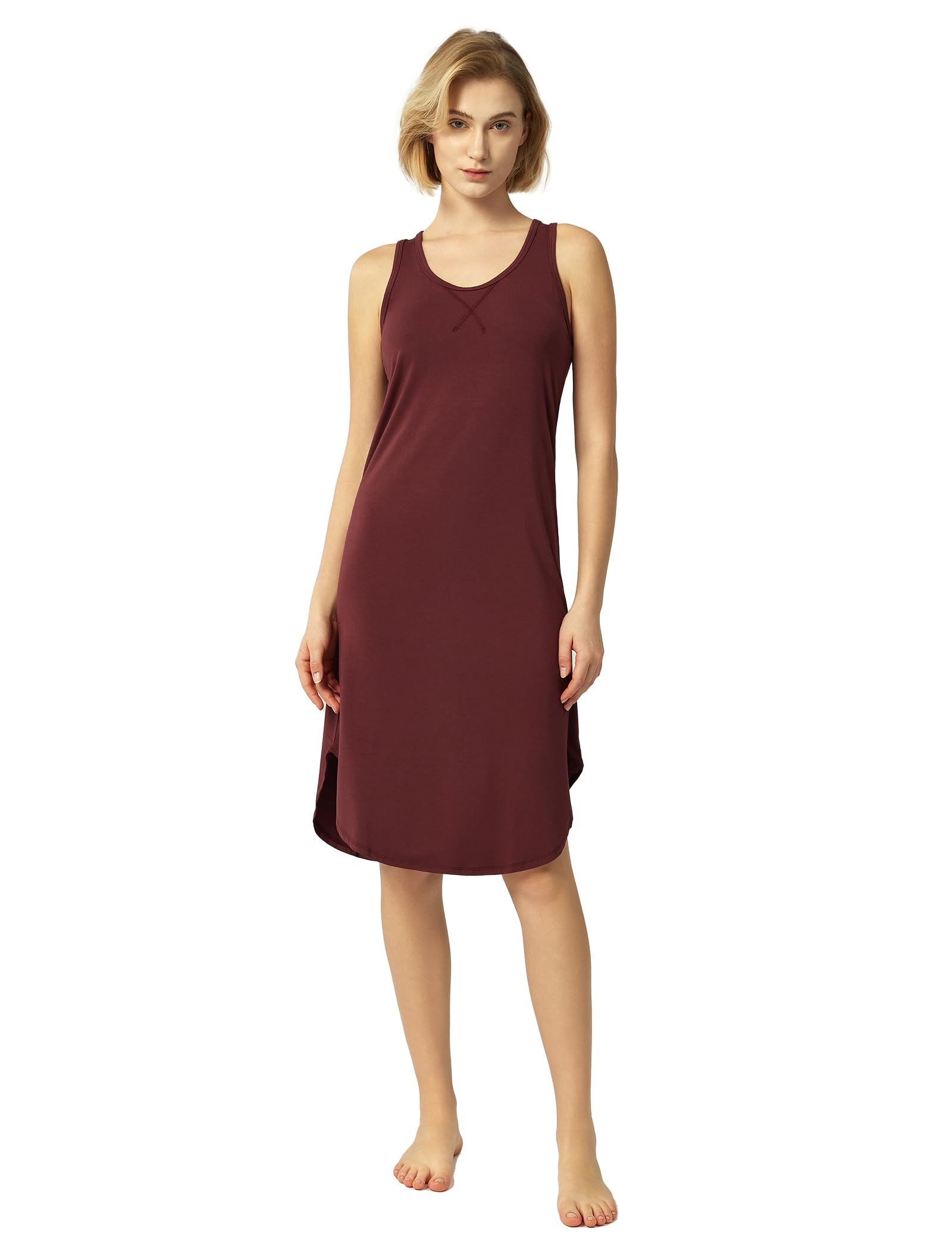 GYS Women's Bamboo Viscose Cooling Racerback Tank Nightgown | Moisture wicking, Breathable, Tagless, Sleeveless, Soft stretch, Racerback design, for hot flashes & summer sleep WEBE CLOTHING