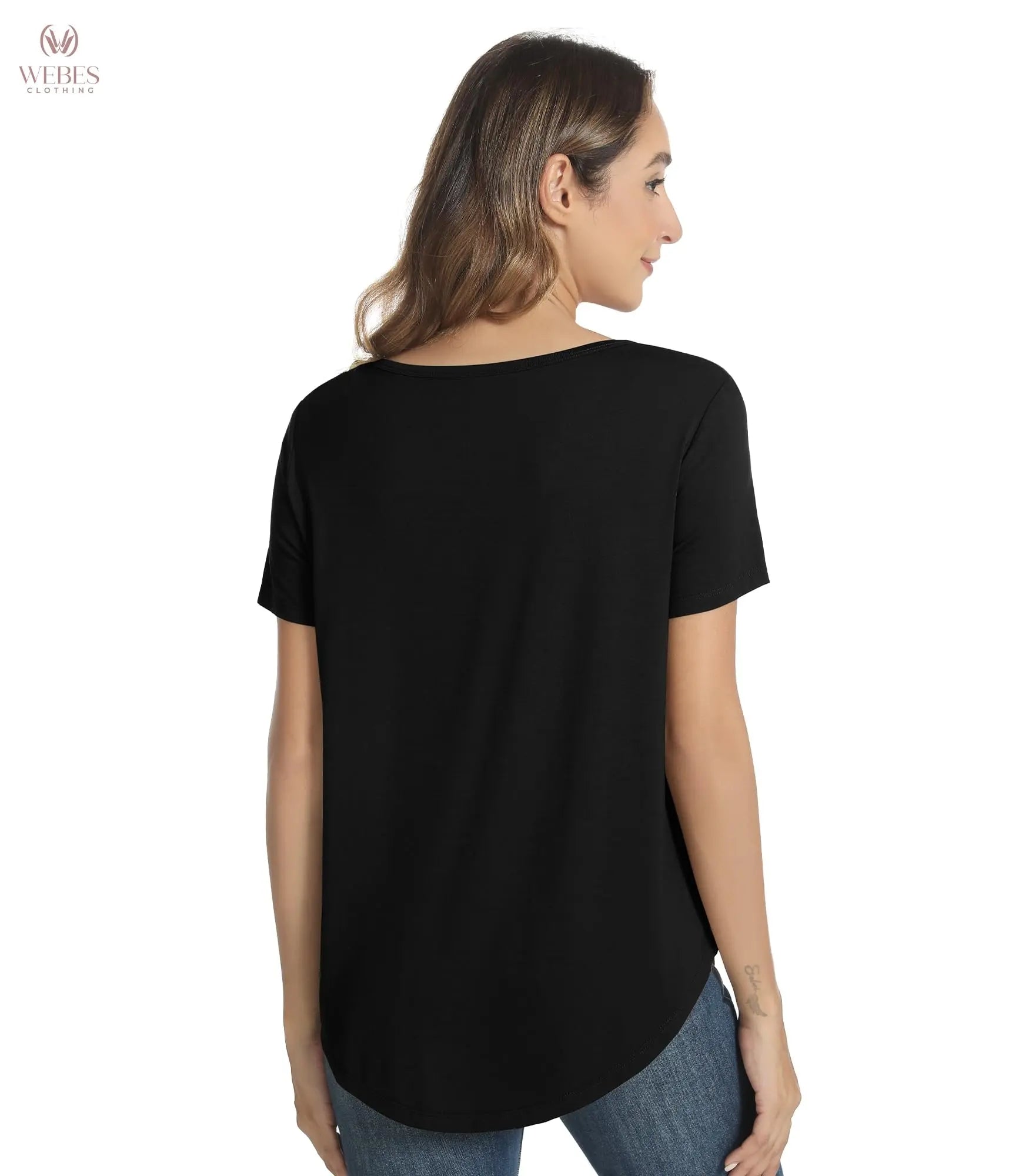 WiWi Women's Bamboo Viscose Scoop Neck Short Sleeve T Shirt Casual Summer Cooling Basic Tee Tops Soft Lounge Pajamas S-XXL