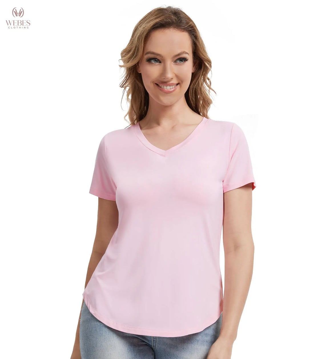 WiWi Viscose from Bamboo Pajama Tops for Women Super Soft Short Sleeve Tee V Neck Sleep Cooling T-Shirt Pjs Sleepwear S-XXL