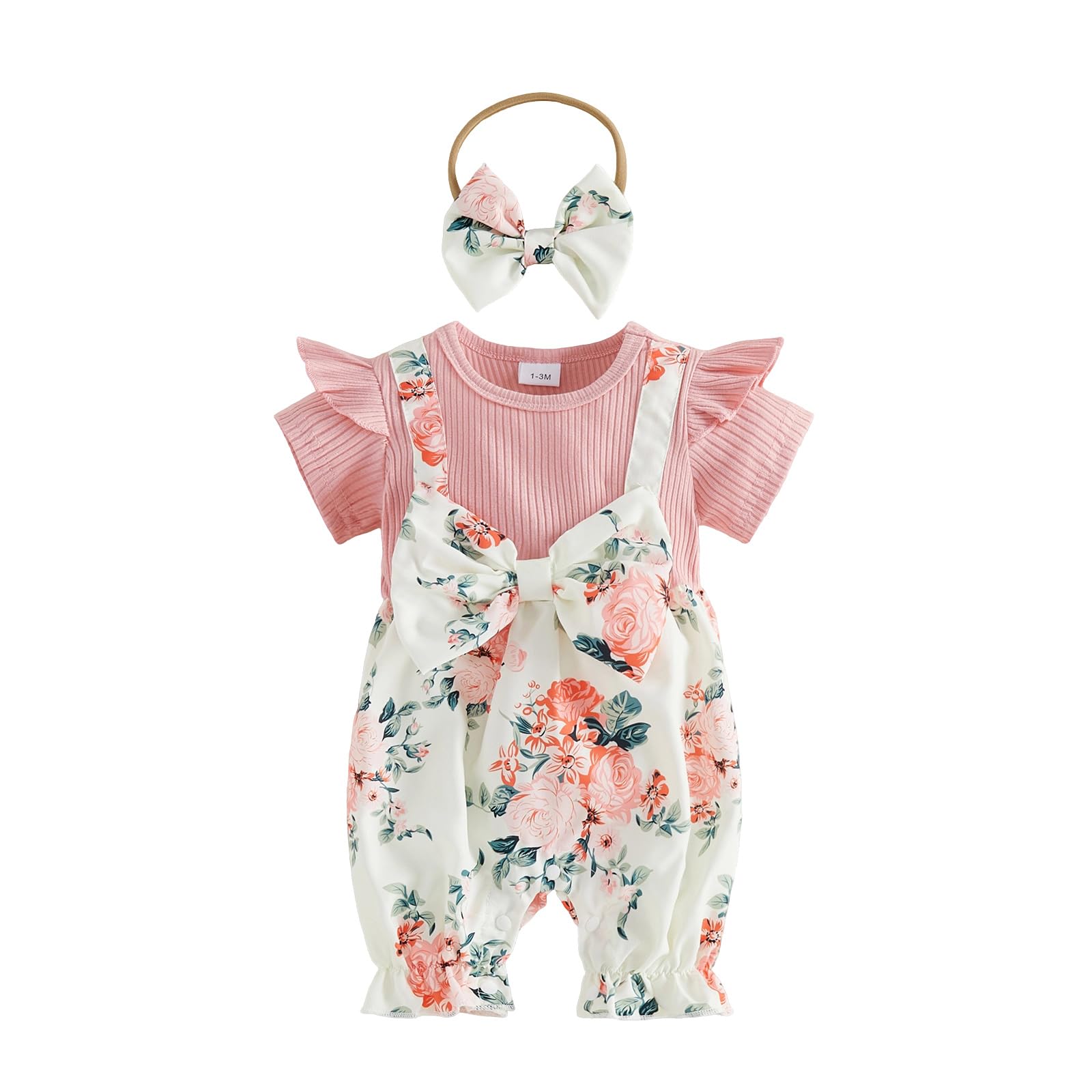 YINGISFITM Newborn Baby Girl Summer Clothes Short Sleeve Bubble Romper Bow Shorts Jumpsuit Infant Outfit 0 3 6 9 12 18 Months WEBE CLOTHING
