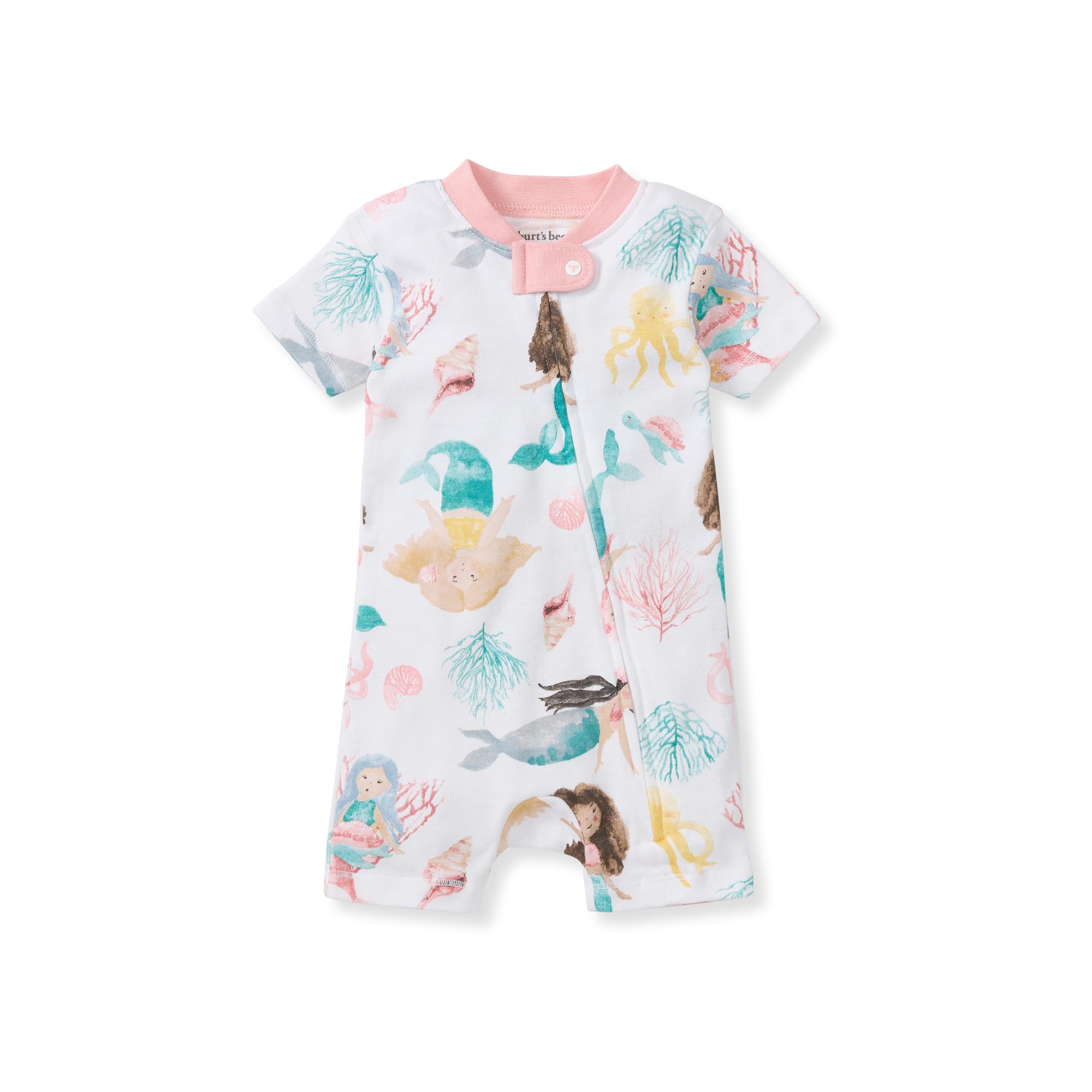 Burt's Bees Baby Short Sleeve Pajamas, Unisex One-Piece Sleeper Romper, 100% Organic Cotton Toddler Summer Clothes Outfit