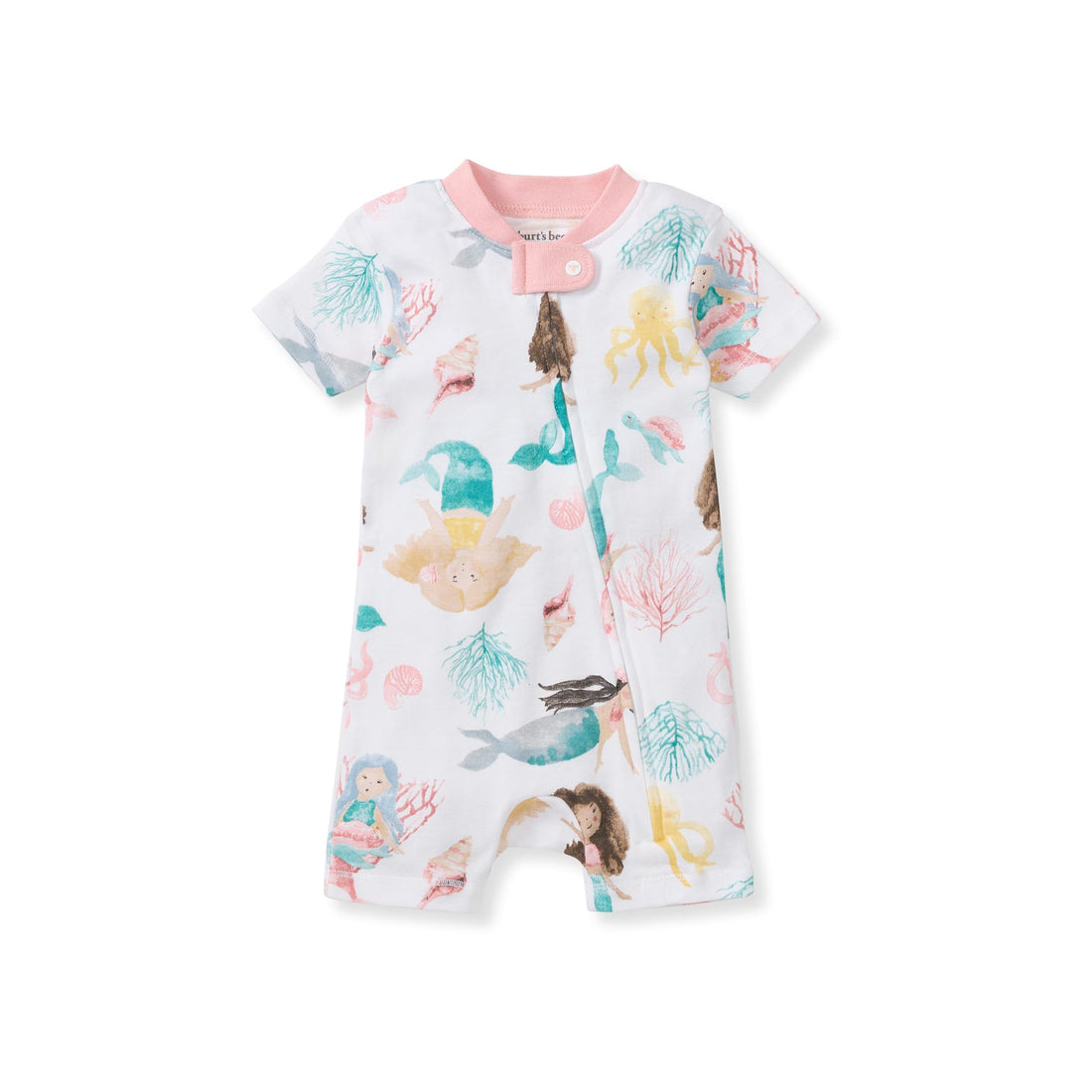 Burt's Bees Baby Short Sleeve Pajamas, Unisex One-Piece Sleeper Romper, 100% Organic Cotton Toddler Summer Clothes Outfit