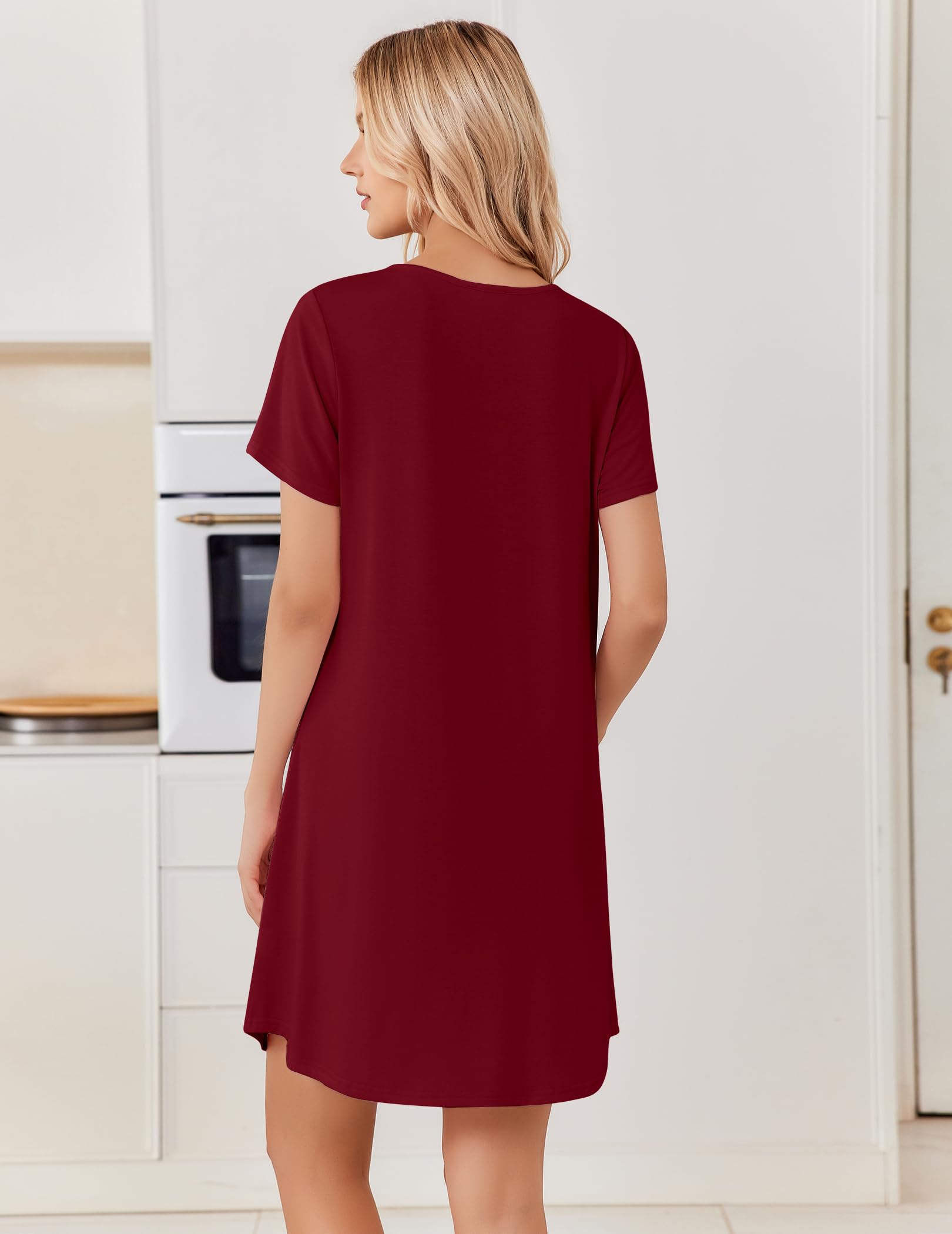 Ekouaer Nightgowns for Women Bamboo Viscose Short Sleeve Soft Sleep Shirt WEBE CLOTHING