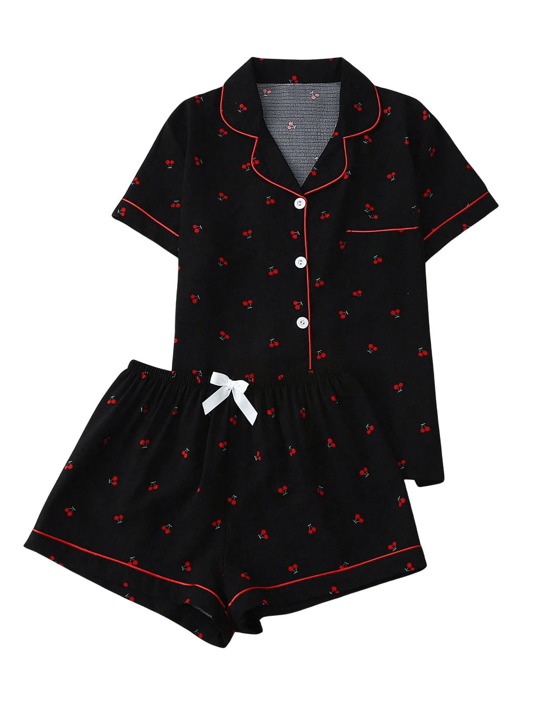 Verdusa Pajamas For Women Set 2 Piece Summer Pajama Sets Cute Pjs Lounge Matching Button Shirt with Shorts