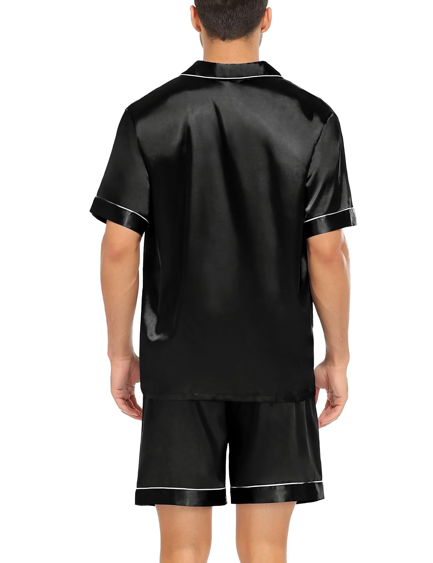 SWOMOG Couple Matching Pajamas Sets Women & Men Button Down Silk Pjs Men Short Sleeve Soft Lounge Sets 2 Pcs Loungewear