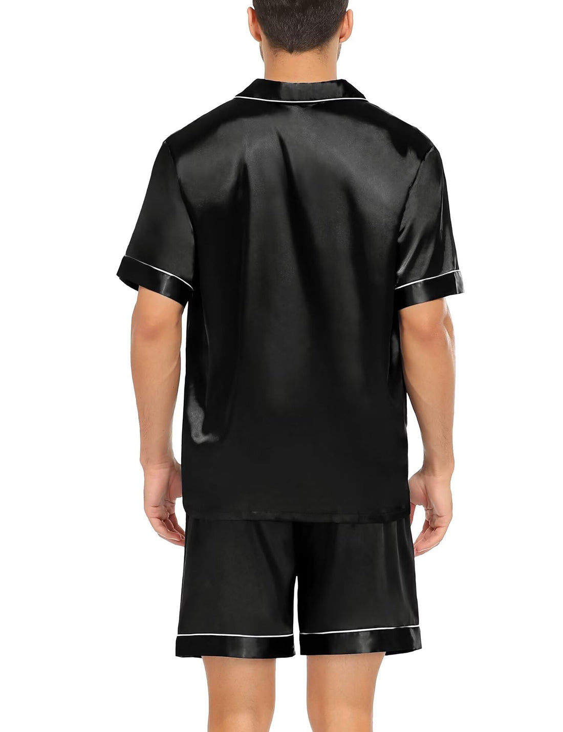 SWOMOG Couple Matching Pajamas Sets Women & Men Button Down Silk Pjs Men Short Sleeve Soft Lounge Sets 2 Pcs Loungewear