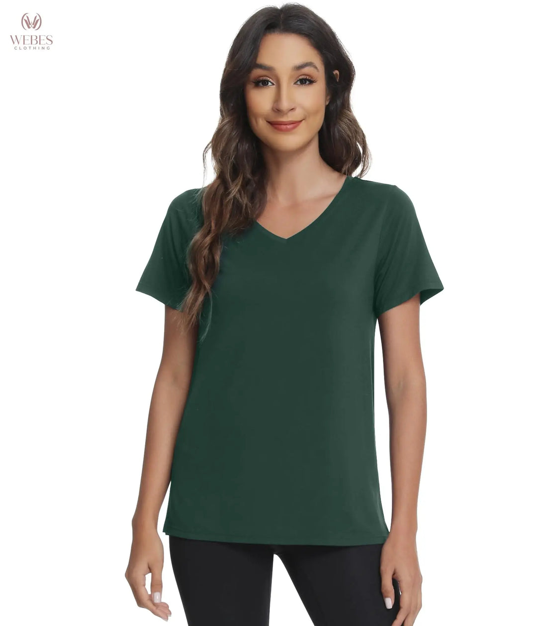 WiWi Viscose from Bamboo Pajama Tops for Women Super Soft Short Sleeve Tee V Neck Sleep Cooling T-Shirt Pjs Sleepwear S-XXL