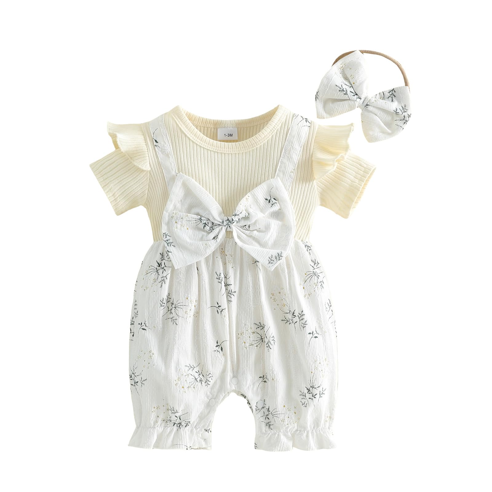 YINGISFITM Newborn Baby Girl Summer Clothes Short Sleeve Bubble Romper Bow Shorts Jumpsuit Infant Outfit 0 3 6 9 12 18 Months WEBE CLOTHING