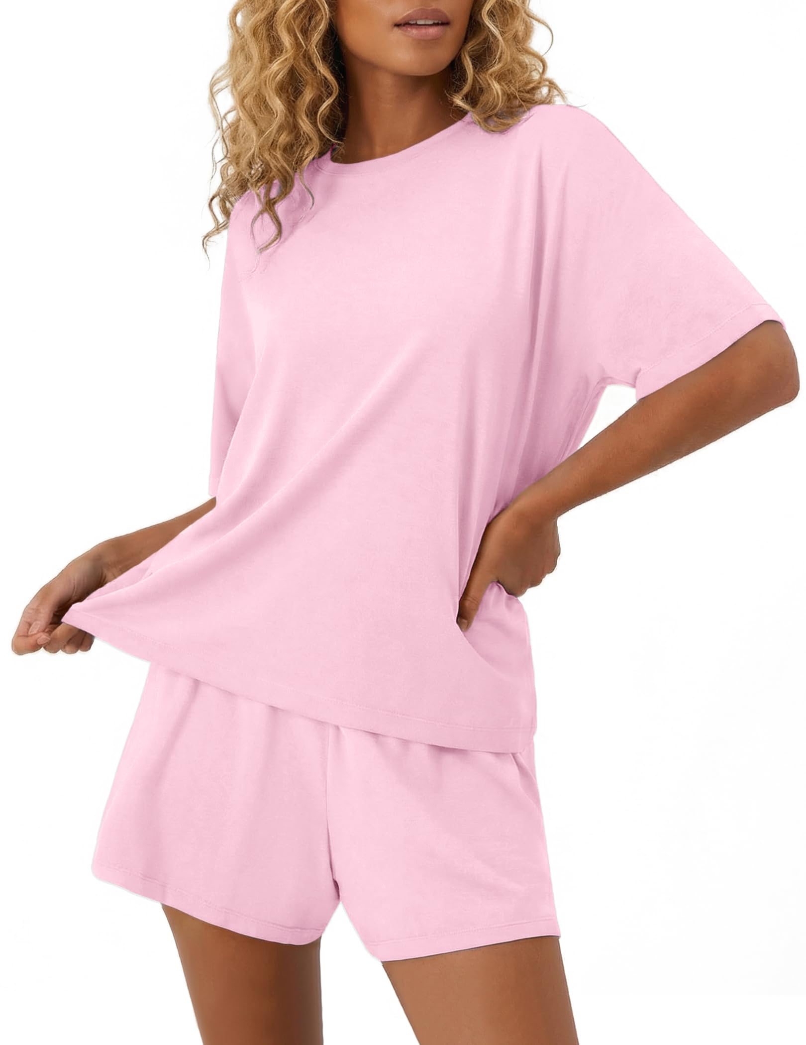 Ekouaer Pajama for Women Viscose from Bamboo 2 piece Lightweight Summer Pj Soft Short Sleeve Matching Lounge sets with Pocket
