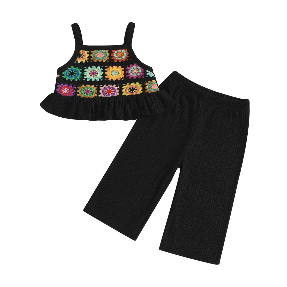 Baby Girl Outfits Crocheted Ruffled Camisole And Elastic Pants Set 6 12 18 24 Months 2 3 4 T WEBE CLOTHING