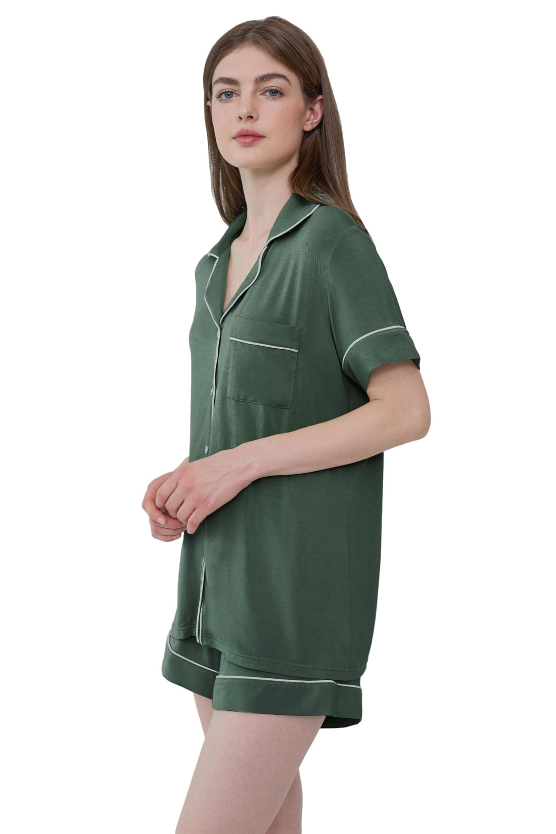 Joyaria Women's Cooling Bamboo Viscose Pajamas Shorts Set Button Front | Moisture Wicking, Cool & Lightweight, Breathable PJs for Night Sweats