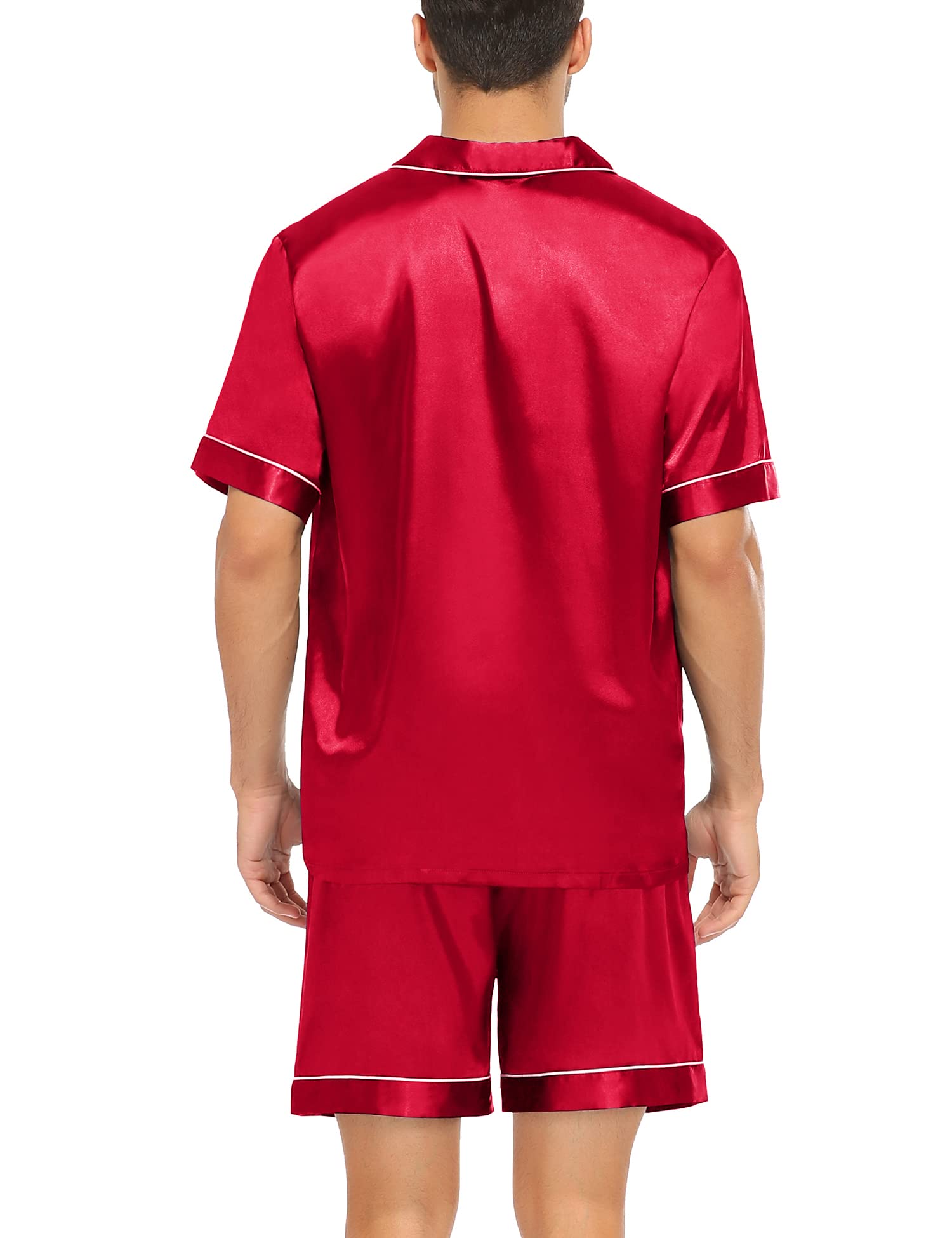 SWOMOG Couple Matching Pajamas Sets Women & Men Button Down Silk Pjs Men Short Sleeve Soft Lounge Sets 2 Pcs Loungewear