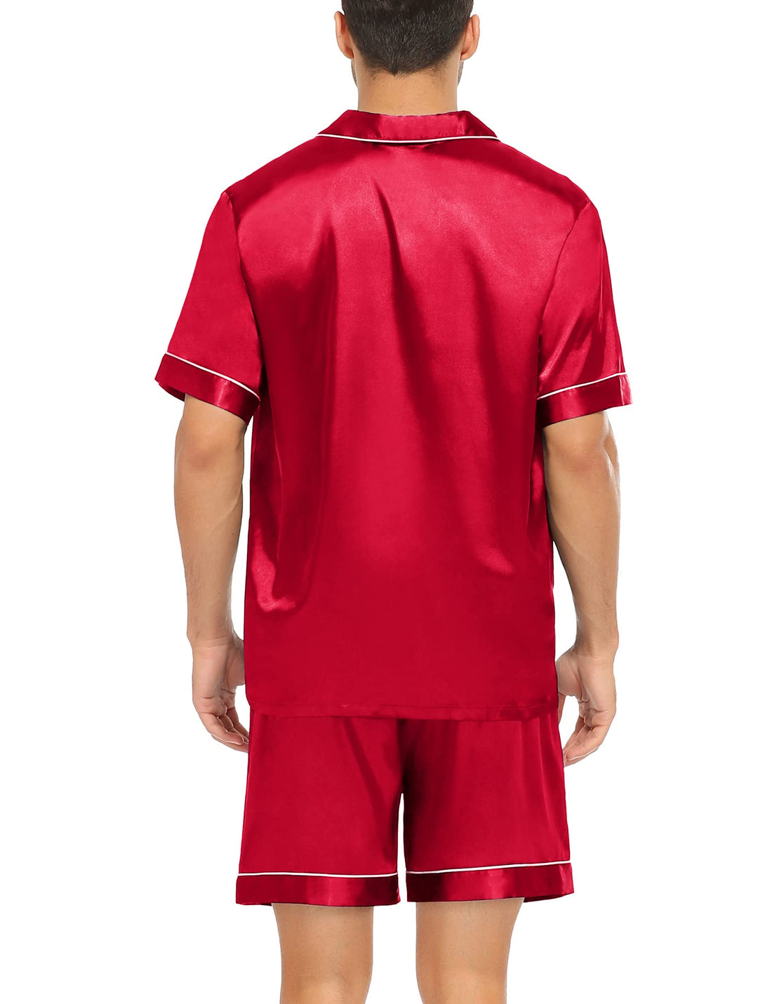 SWOMOG Couple Matching Pajamas Sets Women & Men Button Down Silk Pjs Men Short Sleeve Soft Lounge Sets 2 Pcs Loungewear
