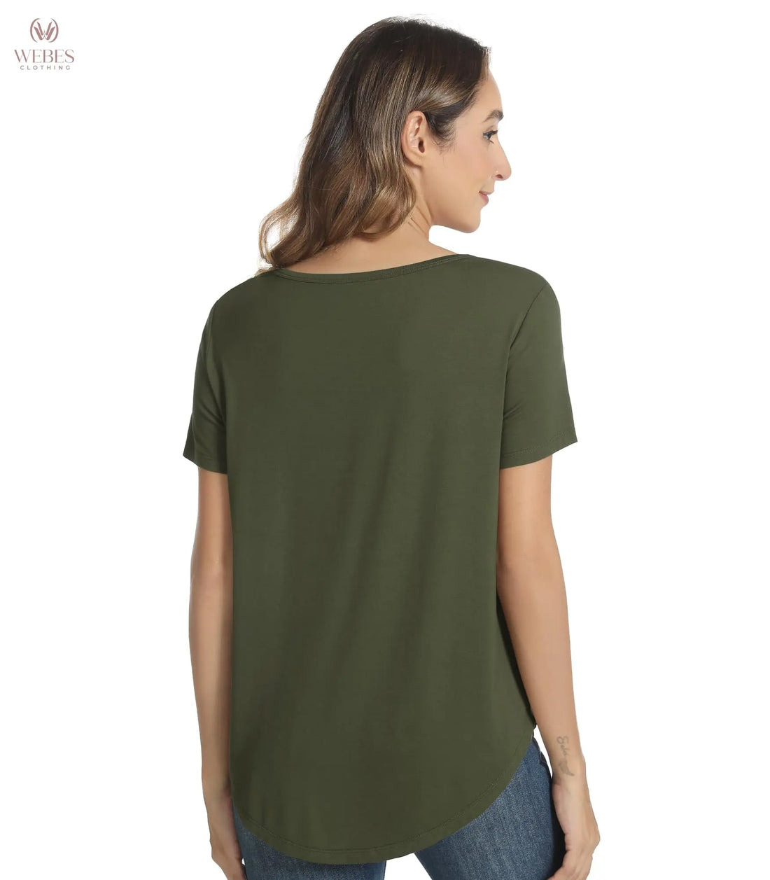 WiWi Women's Bamboo Viscose Scoop Neck Short Sleeve T Shirt Casual Summer Cooling Basic Tee Tops Soft Lounge Pajamas S-XXL