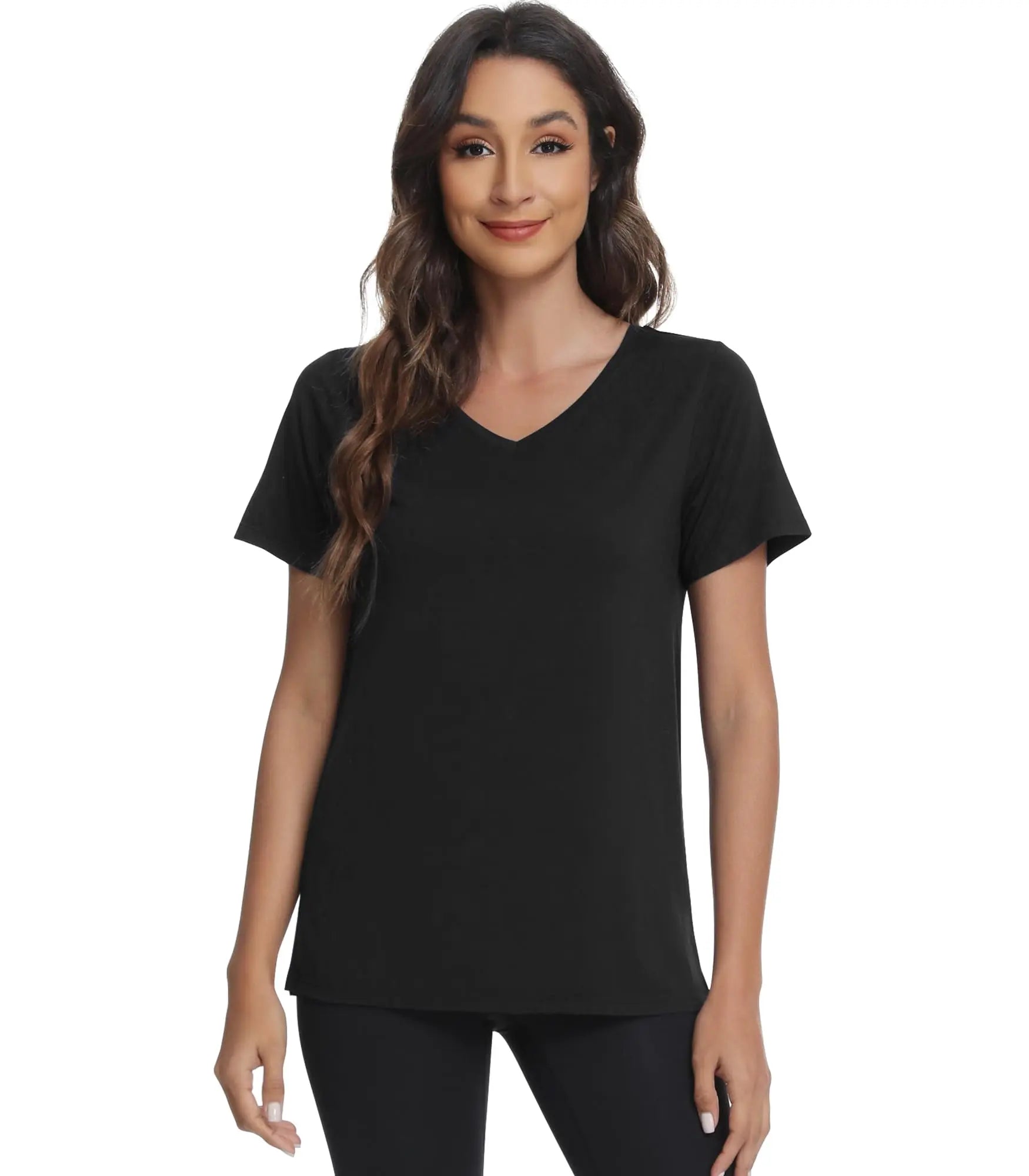 WiWi Viscose from Bamboo Pajama Tops for Women Super Soft Short Sleeve Tee V Neck Sleep Cooling T-Shirt Pjs Sleepwear S-XXL