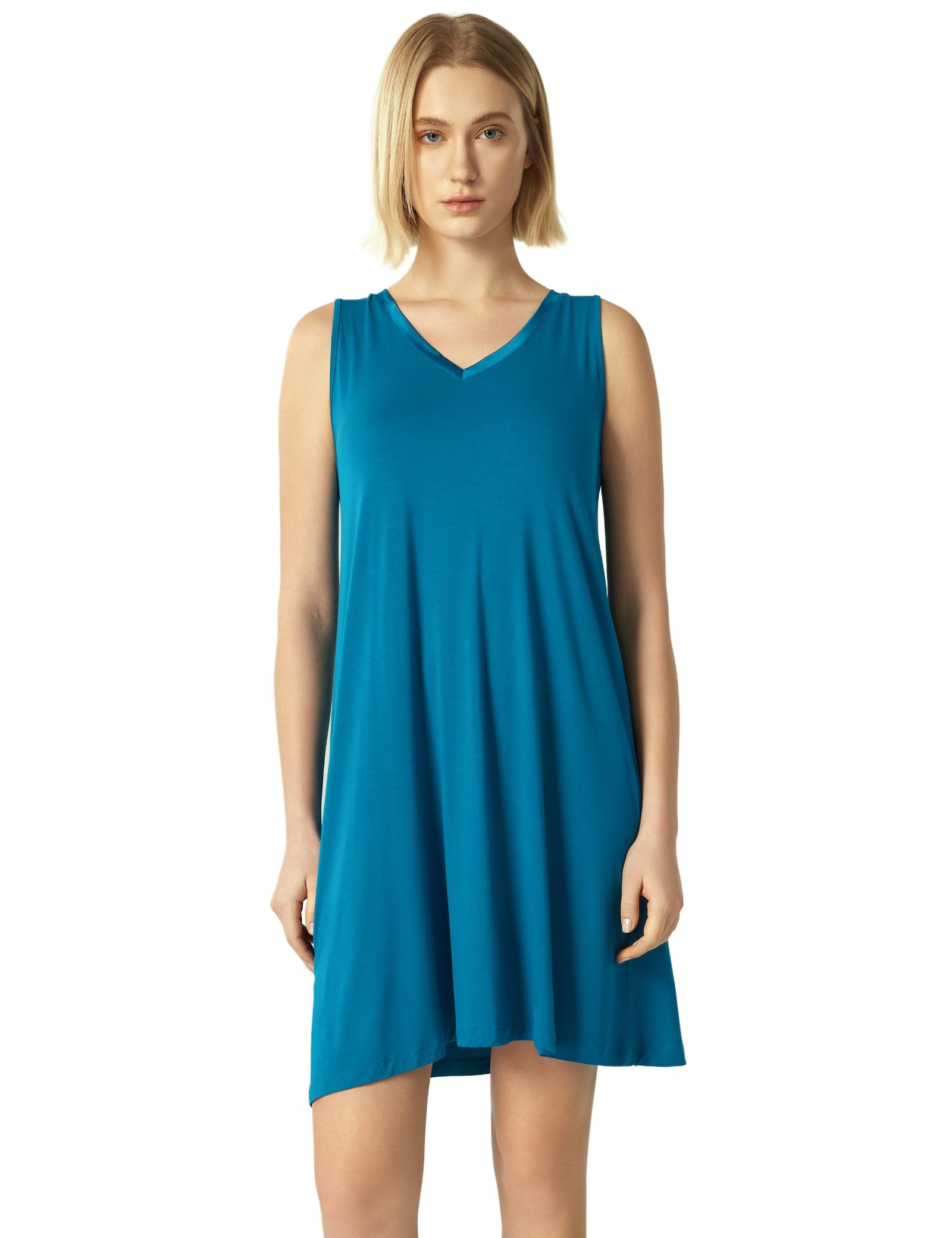 GYS Cooling Bamboo Viscose Sleeveless Nightgowns for Women | V Neck Sleep Shirt, Moisture-Wicking for Hot Sleepers & Night Sweats, Lightweight Night Shirts, Buttery Soft, Knee-Length WEBE CLOTHING
