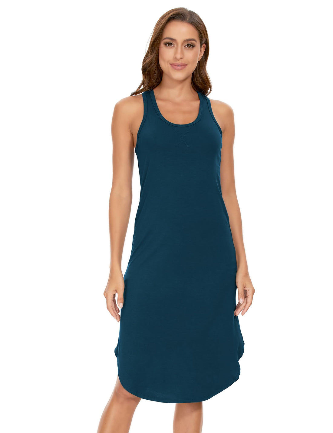 GYS Women's Bamboo Viscose Cooling Racerback Tank Nightgown | Moisture wicking, Breathable, Tagless, Sleeveless, Soft stretch, Racerback design, for hot flashes & summer sleep WEBE CLOTHING