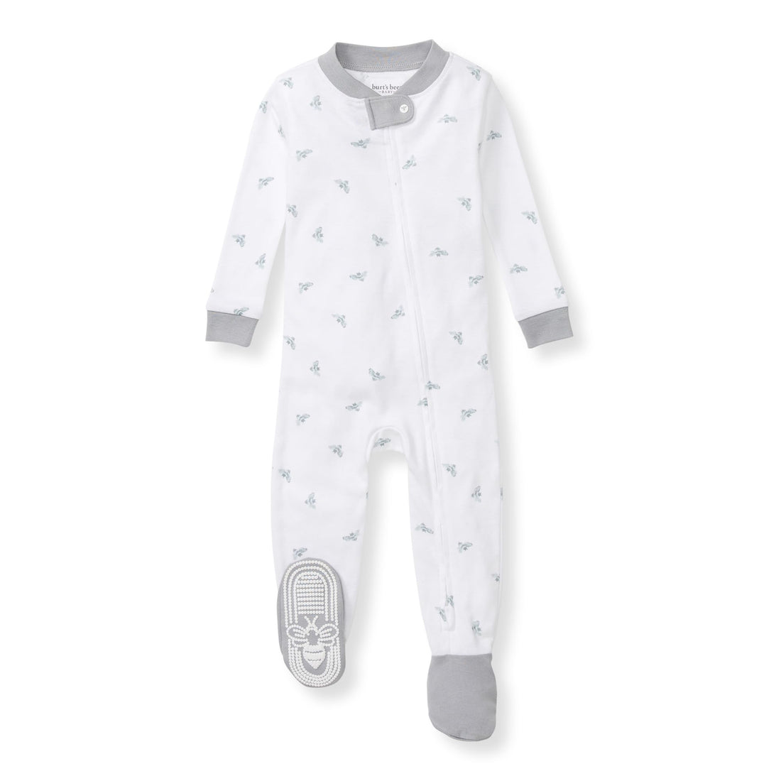 Burt's Bees Baby Organic Cotton Footed Pajamas for Boys, Zipper PJ Sleeper, Snug Fit Sleepwear with Non-Slip Bee Grips