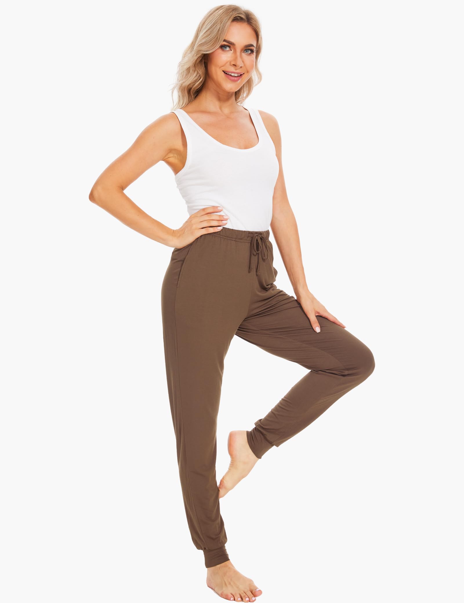 GYS Women's Pajama Pants - Viscose Made from Bamboo, Joggers Pants with Pockets Comfy Lounge Sleep Pants Pj Bottoms
