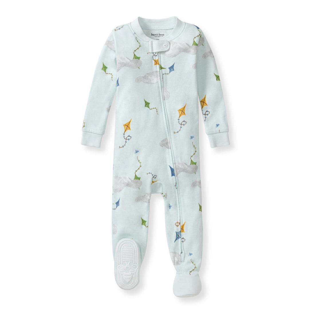 Burt's Bees Baby Organic Cotton Footed Pajamas for Boys, Zipper PJ Sleeper, Snug Fit Sleepwear with Non-Slip Bee Grips