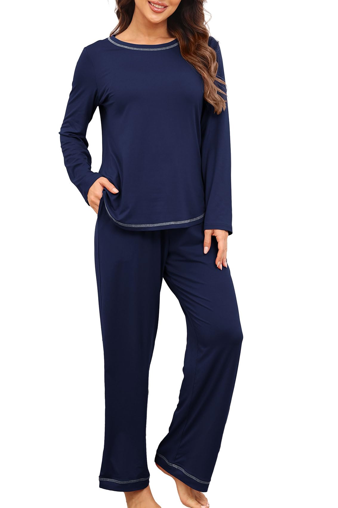 PrinStory Women's Pajama Set 2026 Lounge Sets Long Sleeve Sleepwear Soft 2 Piece Pjs with Pockets