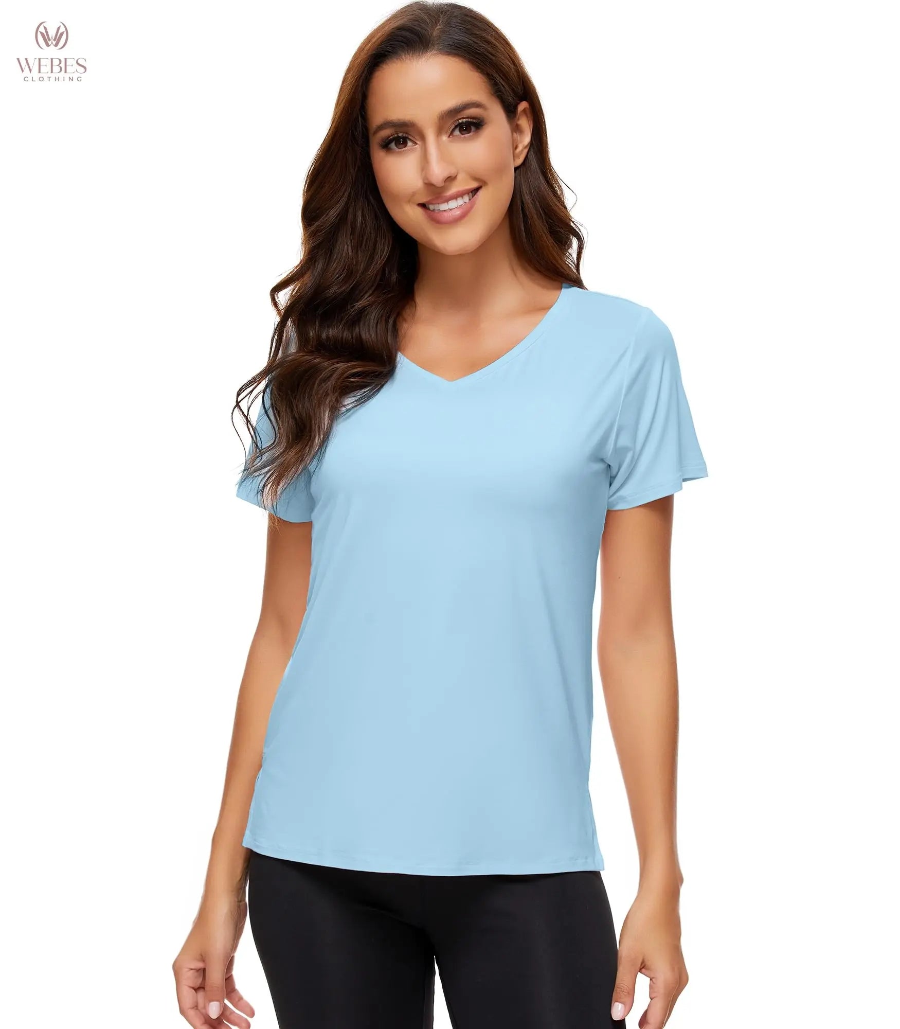 WiWi Viscose from Bamboo Pajama Tops for Women Super Soft Short Sleeve Tee V Neck Sleep Cooling T-Shirt Pjs Sleepwear S-XXL