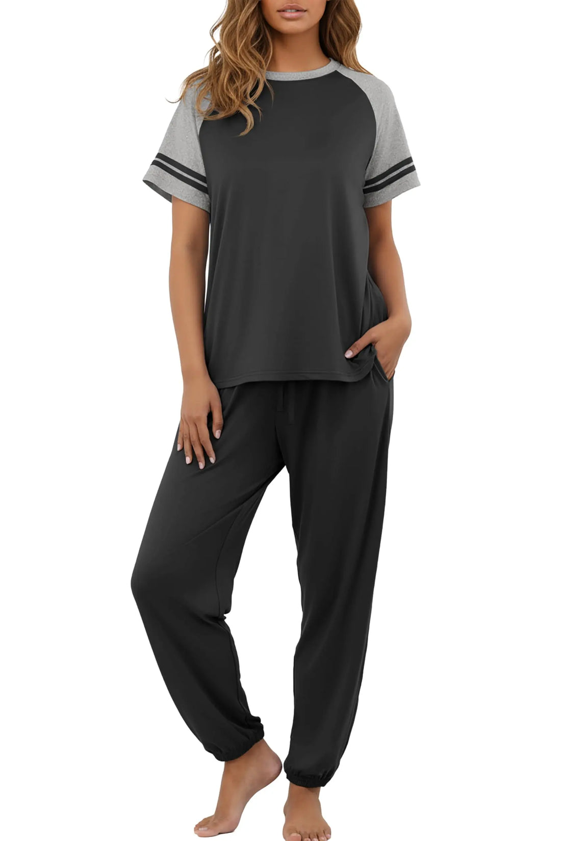 PrinStory Womens Pajama Sets Short Sleeve Pjs 2 Piece Lounge Set Soft Pj Sets Lightweight Sleepwear Loungewear with Pockets WEBE CLOTHING