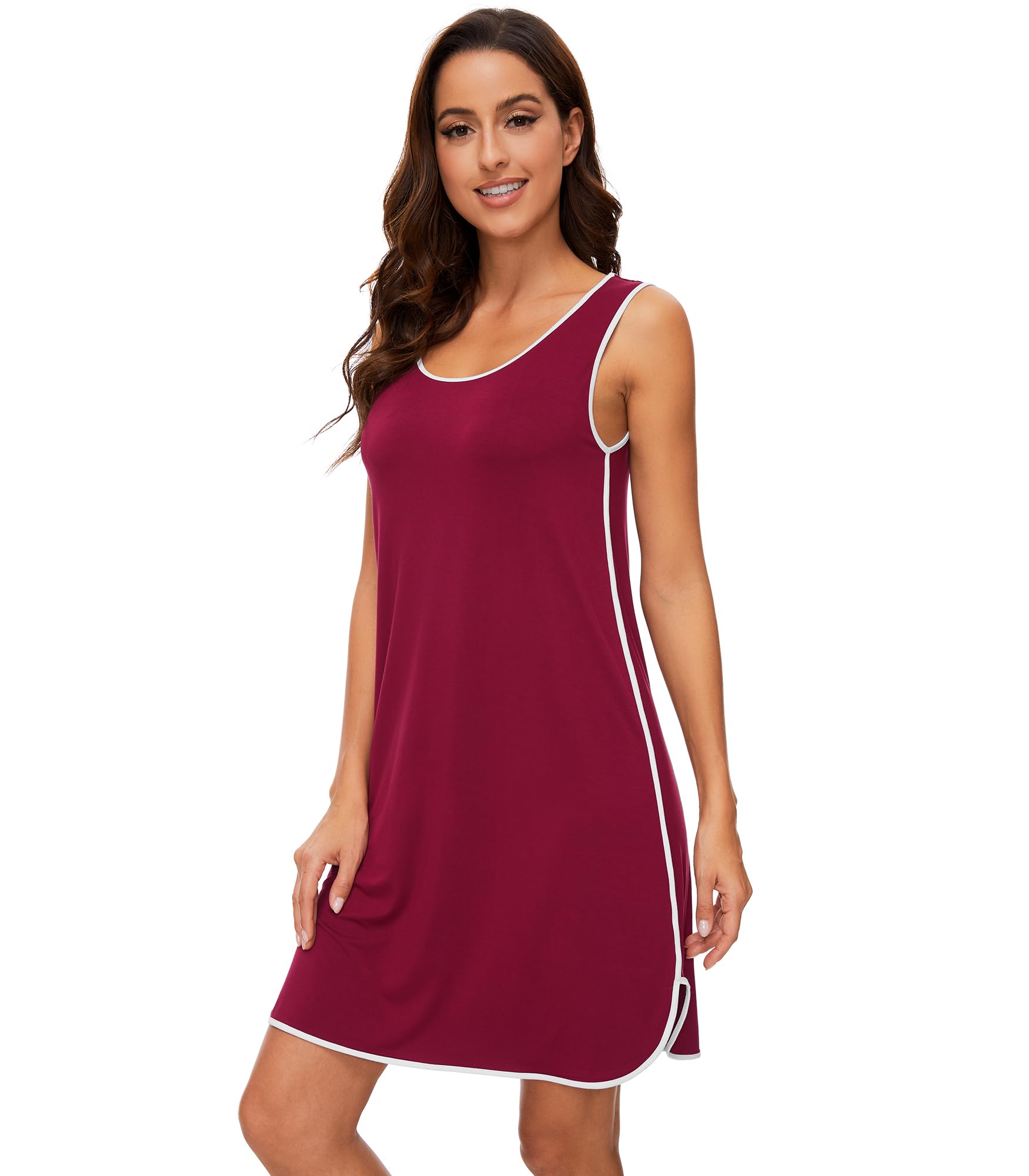 WiWi Tank Nightgown for Women Soft Comfy Sleeveless Sleep Gowns Viscose from Bamboo Cooling Sleepwear S-XXL WEBE CLOTHING