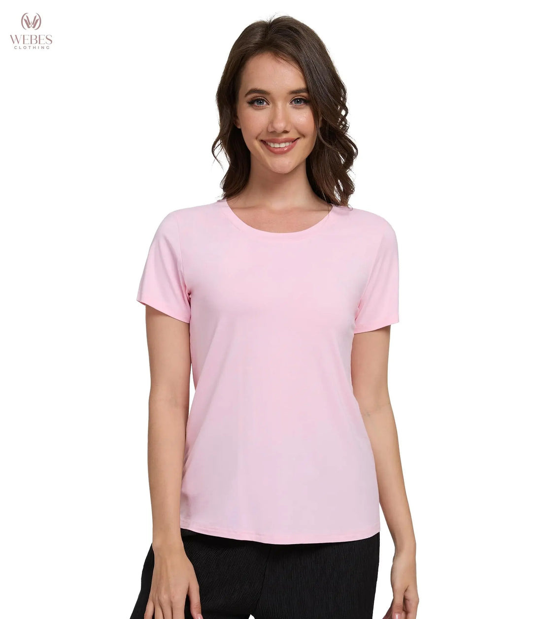 WiWi Women's Bamboo Viscose Scoop Neck Short Sleeve T Shirt Casual Summer Cooling Basic Tee Tops Soft Lounge Pajamas S-XXL