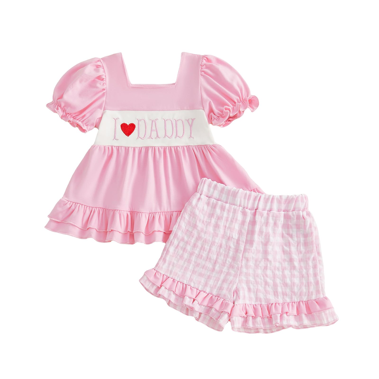 Toddler Baby Girl Summer Clothes T-Shirt Shorts Set Cute Outfits | Toddler Baby Girl Summer Clothes Short Sleeves T-Shirt Tops and Ruffled Shorts Set Cute Summer Outfits 2Pcs WEBE CLOTHING