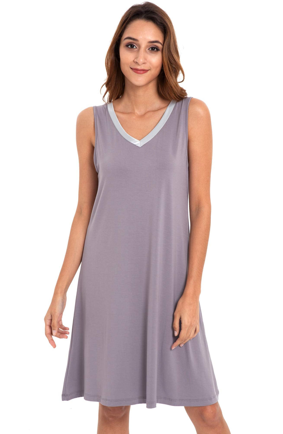 GYS Cooling Bamboo Viscose Sleeveless Nightgowns for Women | V Neck Sleep Shirt, Moisture-Wicking for Hot Sleepers & Night Sweats, Lightweight Night Shirts, Buttery Soft, Knee-Length WEBE CLOTHING