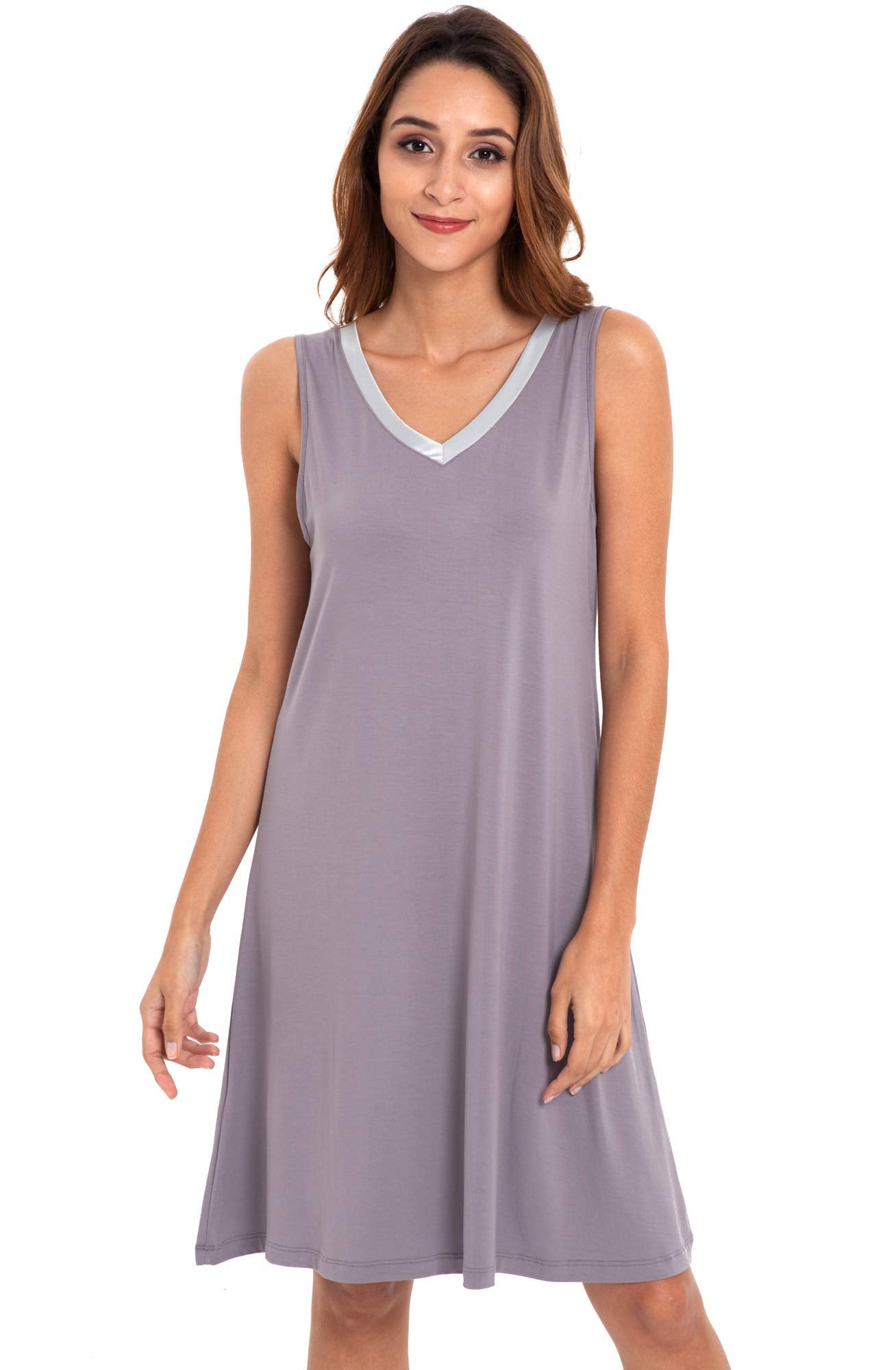 GYS Cooling Bamboo Viscose Sleeveless Nightgowns for Women | V Neck Sleep Shirt, Moisture-Wicking for Hot Sleepers & Night Sweats, Lightweight Night Shirts, Buttery Soft, Knee-Length WEBE CLOTHING