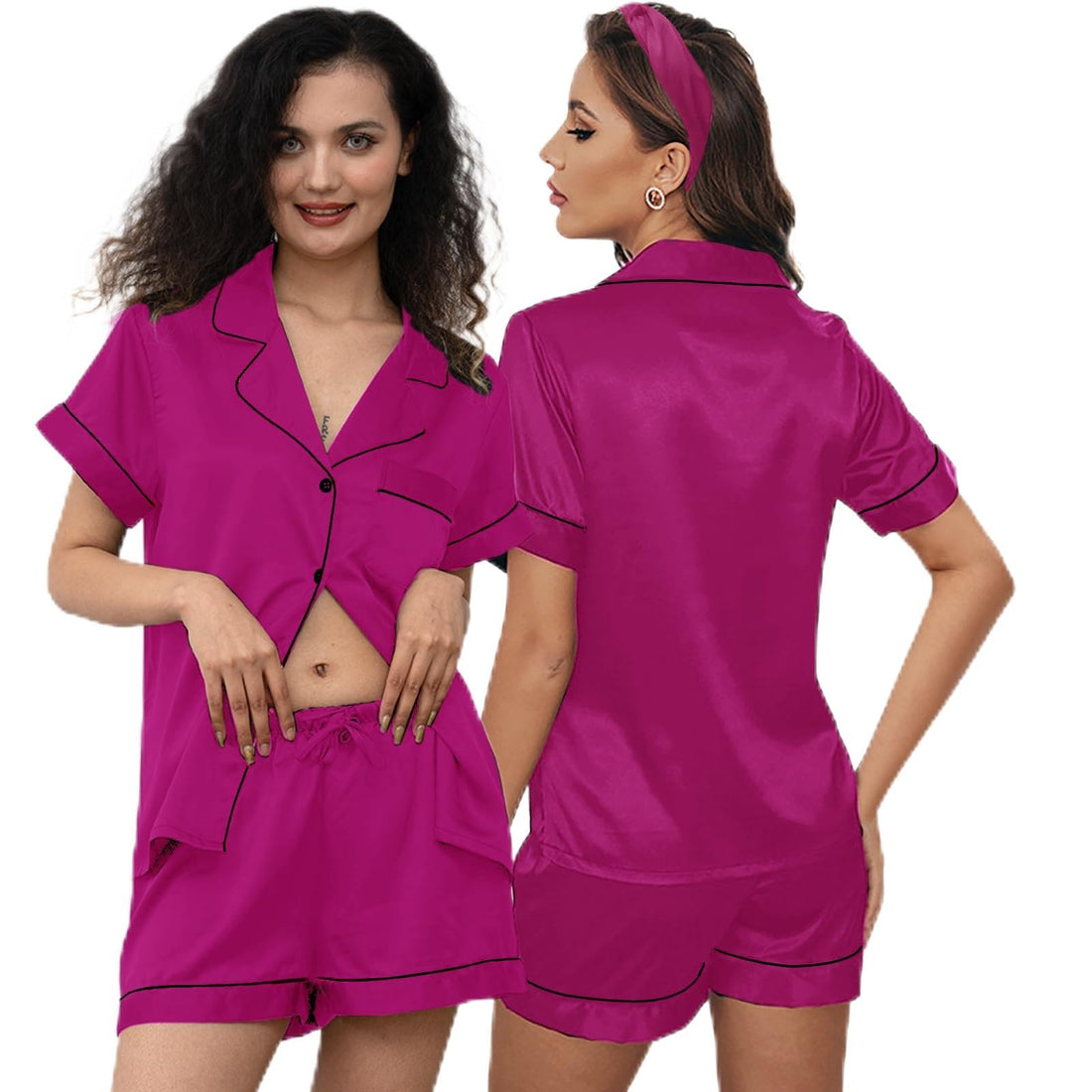 3Pcs Silk Pajamas XS-4XL Womens Satin Pajama Short Floral Sleepwear Bride Soft Pj Lounge Sets Pjs Shorts Set WEBE CLOTHING